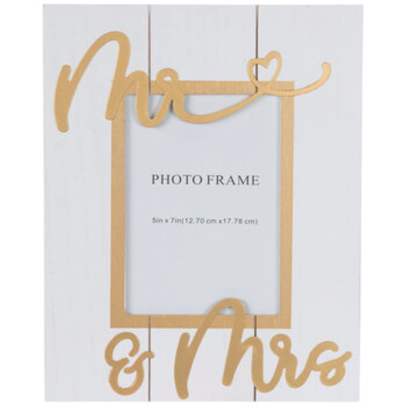 White & Gold Mr & Mrs Wood Frame 5x7 - Elegant Wedding & Home Decor Photo Frame for Couples - Perfect for Anniversaries, Bridal Showers & Wall Decor
