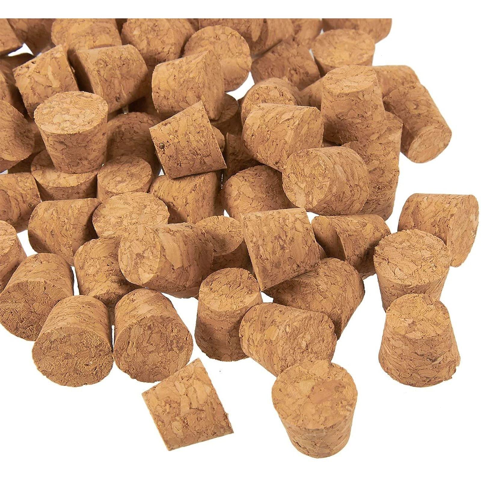 Size #4 Tapered Cork Stoppers - 100 Pack Small Bottle Corks (0.6 x 0.47 x 0.5 Inch) for Test Tubes, Essential Oils & DIY Craft Projects - Perfect for Science Labs, Home Brewing & Apothecary Storage