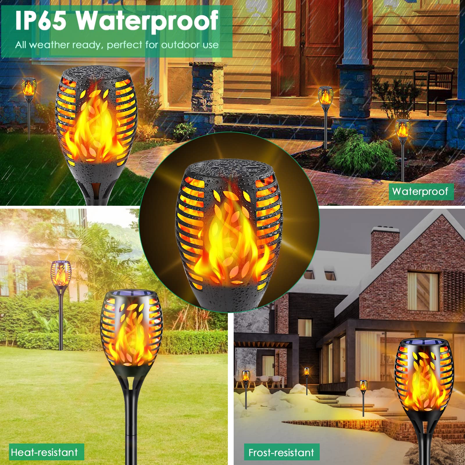 TomCare Solar Torch Lights Outdoor - Waterproof Flickering Flame Solar Lights for Garden, Patio, Yard - Perfect for Landscape Lighting, Pathway Illumination & Backyard Decor