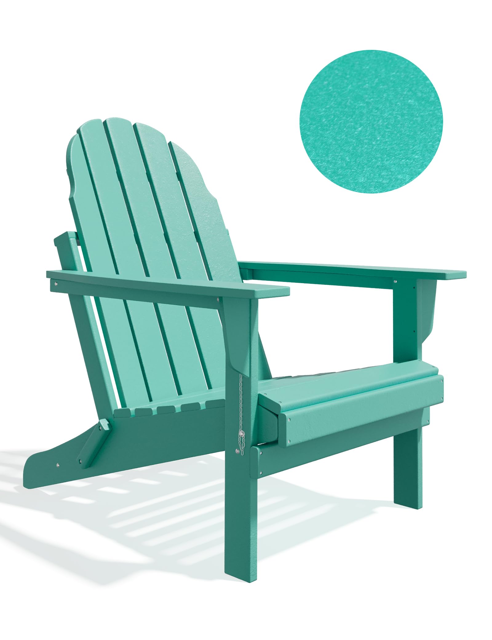Durable HDPE Poly Lumber Folding Adirondack Chair - All-Weather Resistant Outdoor Patio Furniture for Balcony, Porch, Lawn, Backyard, Garden & Camping - Easy Assembly Peacock Blue - Perfect for Relaxing in Your Outdoor Space