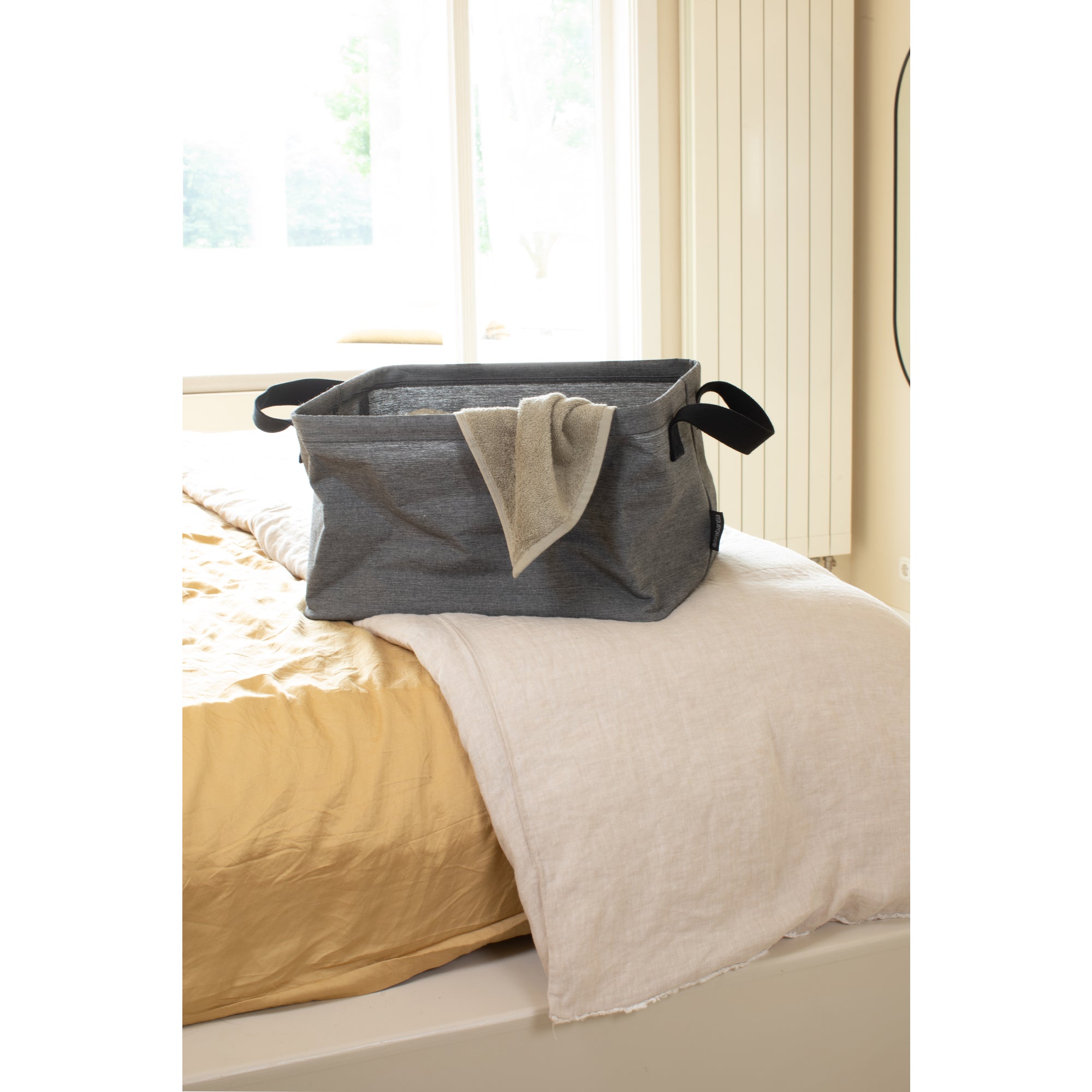 Foldable Laundry Basket 35L Large Capacity - Collapsible Clothes Hamper with Handles, Space-Saving Storage for Laundry Room, Dorm, Travel (Pepper Black)
