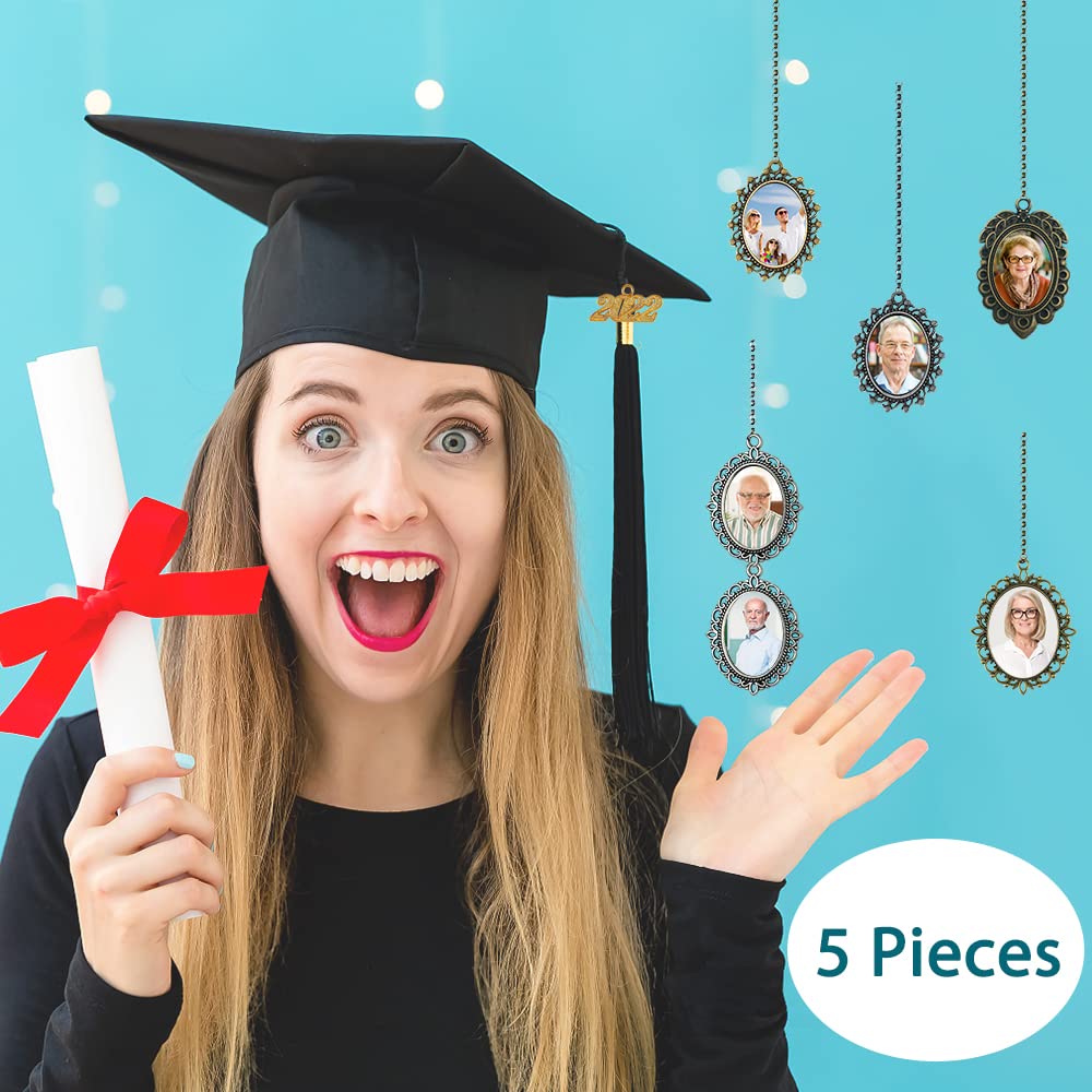 AFUNTA 5-Pack Graduation Cap Tassels & Toppers - DIY Graduation Cap Decorations, Photo Charms for 2022 Graduation - Perfect for High School, College Commencement Ceremonies & Graduation Party Decor