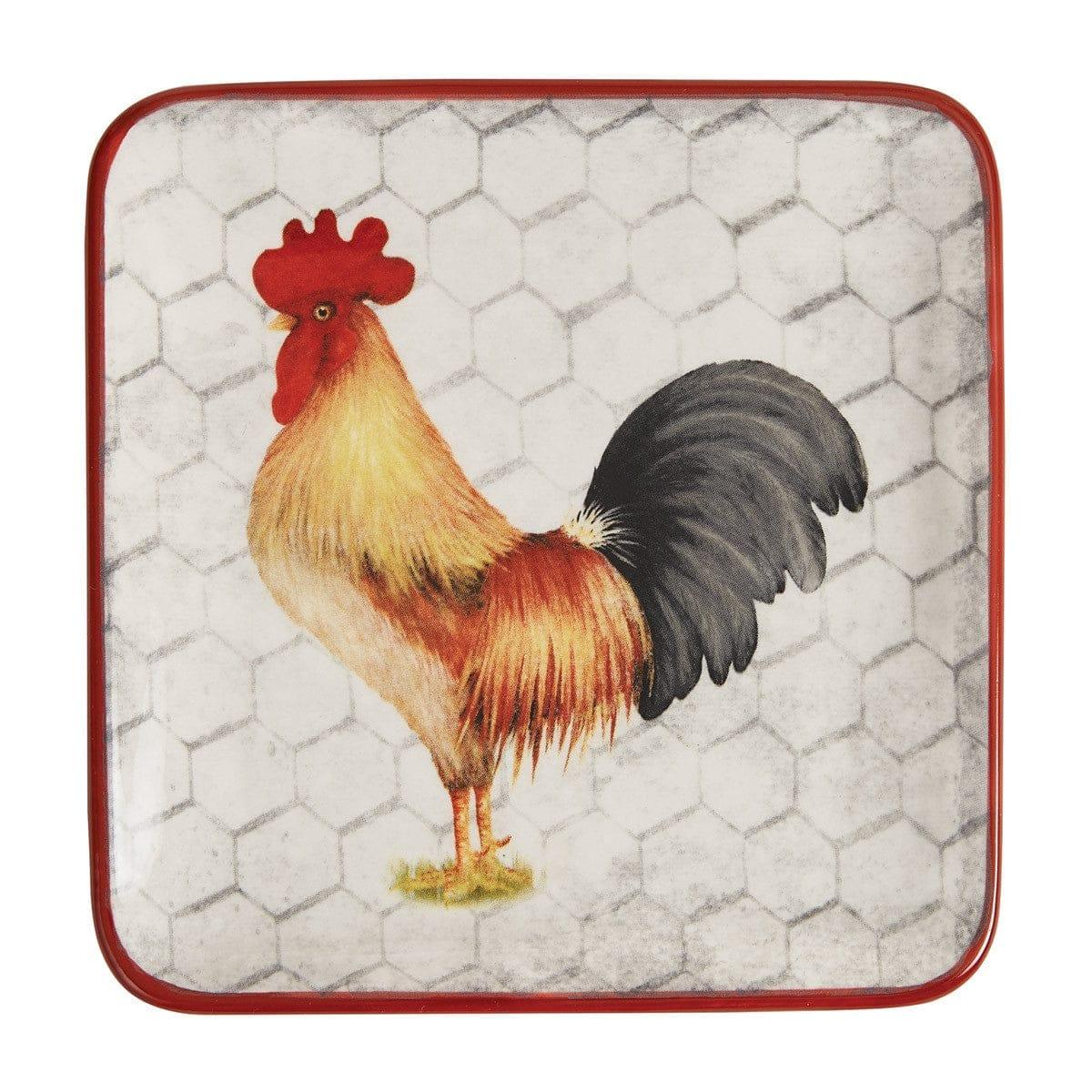 Farmhouse Rooster Canape Plate Set - Rustic Appetizer Serving Platter for Farmhouse Decor, Parties, and Holiday Entertaining