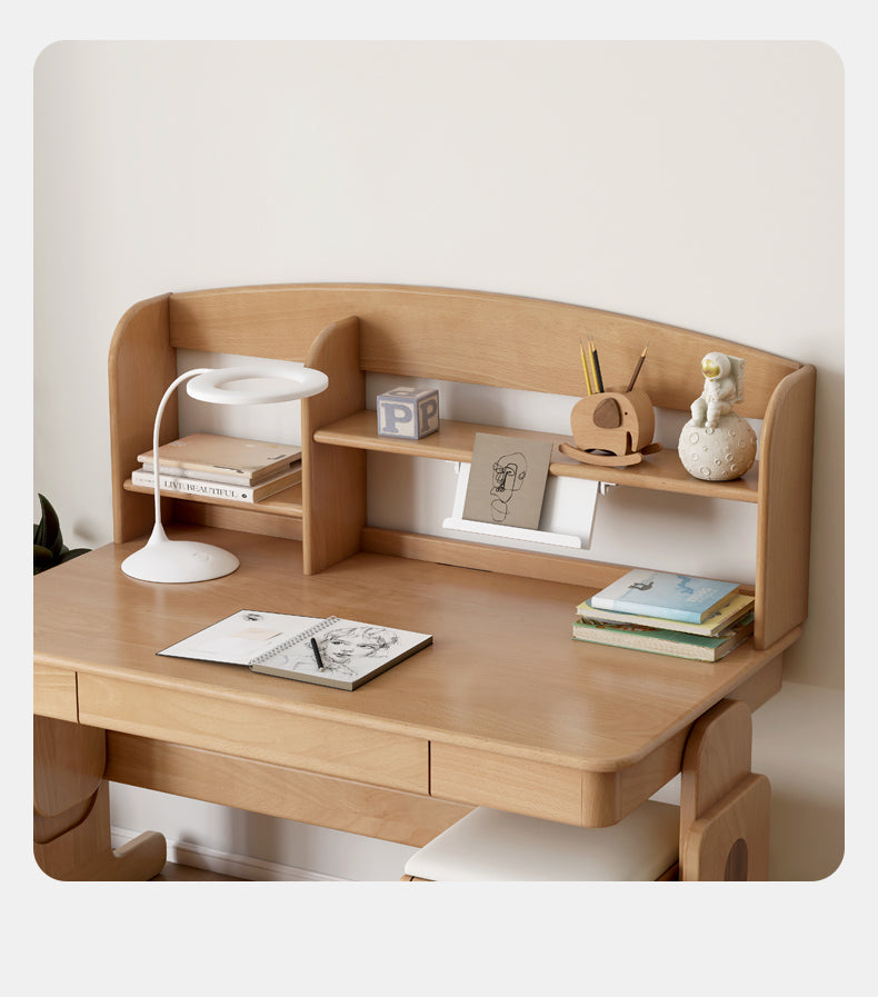 Premium Oak & Beech Solid Wood Multi-Layer Desktop Shelf - Sturdy & Stylish Organizer for Home Office, Study, or Workspace - Perfect for Books, Plants, and Office Supplies