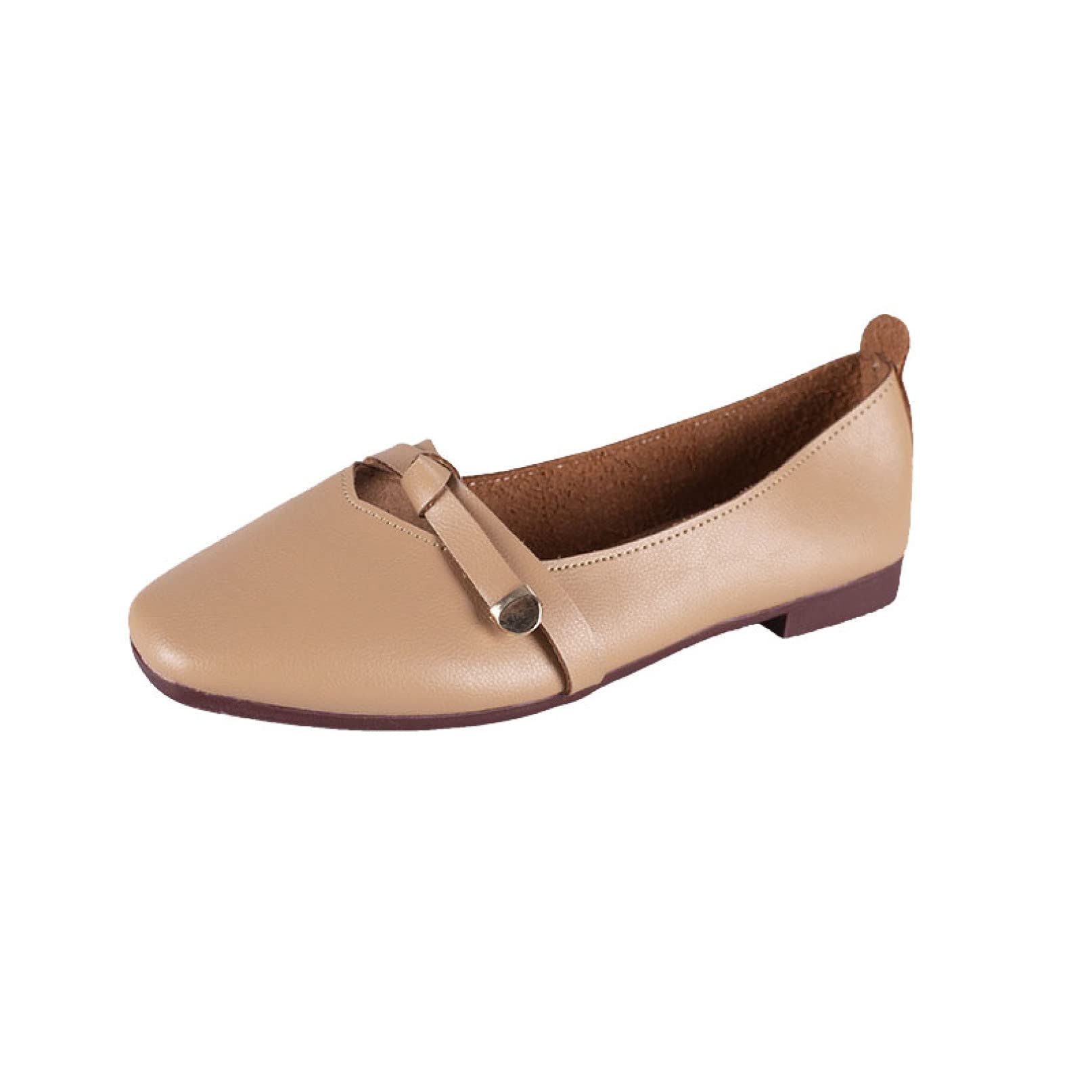 Lightweight PU Square Toe Loafers for Women - Stylish Bow-Knot Slip-On Flats - Comfortable Casual Shoes for Work, Office & Daily Wear