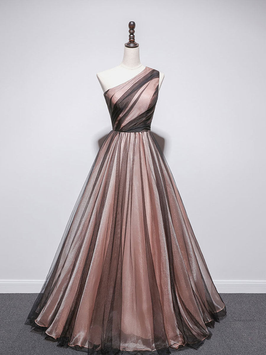 Elegant One Shoulder Tulle Long Prom Dresses - A-Line Formal Evening Gown for Women | Perfect for Homecoming, Prom Night & Special Occasions