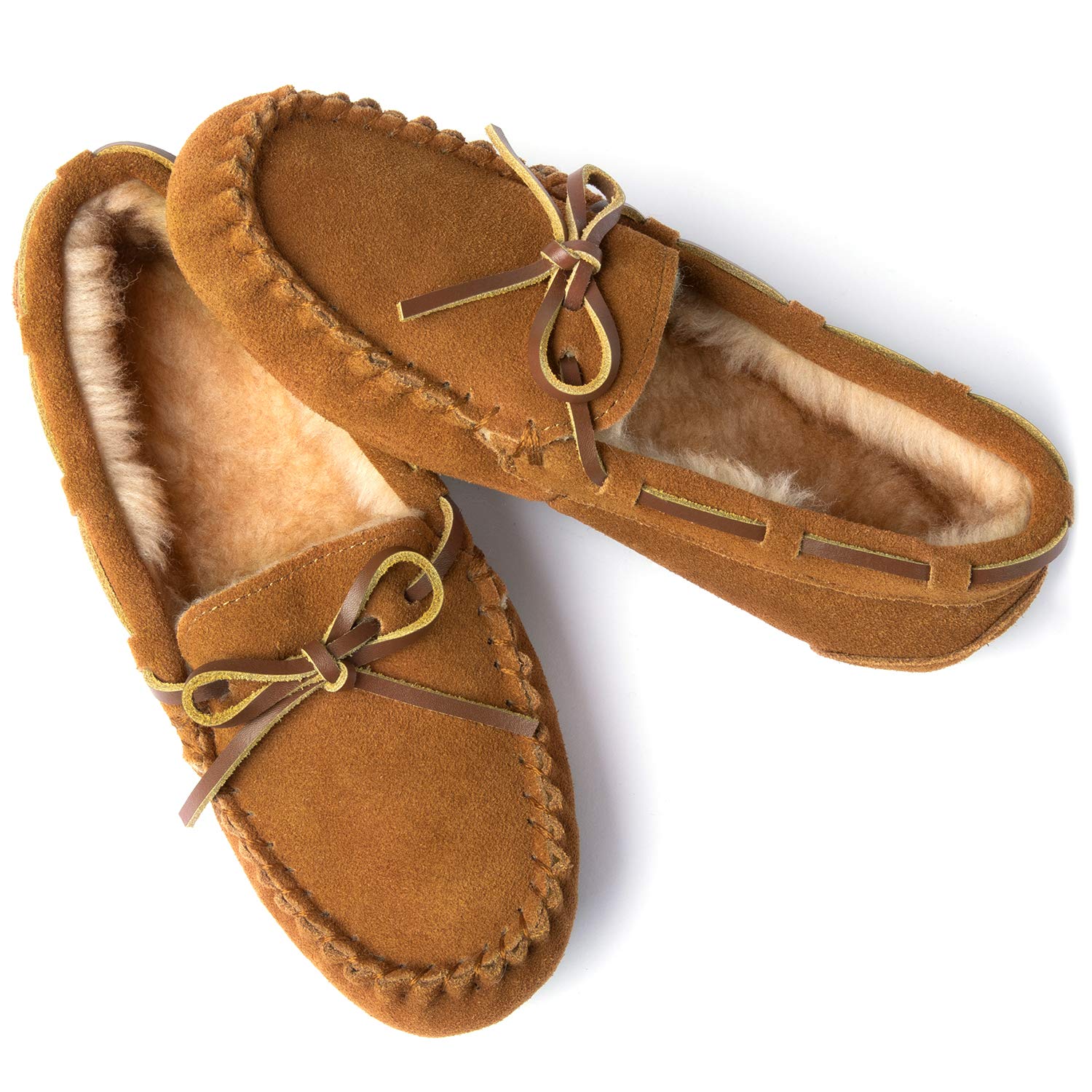 ULTRAIDEAS Women's Genuine Suede Leather Moccasin Slippers - Soft Memory Foam House Shoes with Faux Fur Lining & Non-Slip Rubber Sole for Indoor/Outdoor Use - Perfect for Home, Office, and Travel Comfort