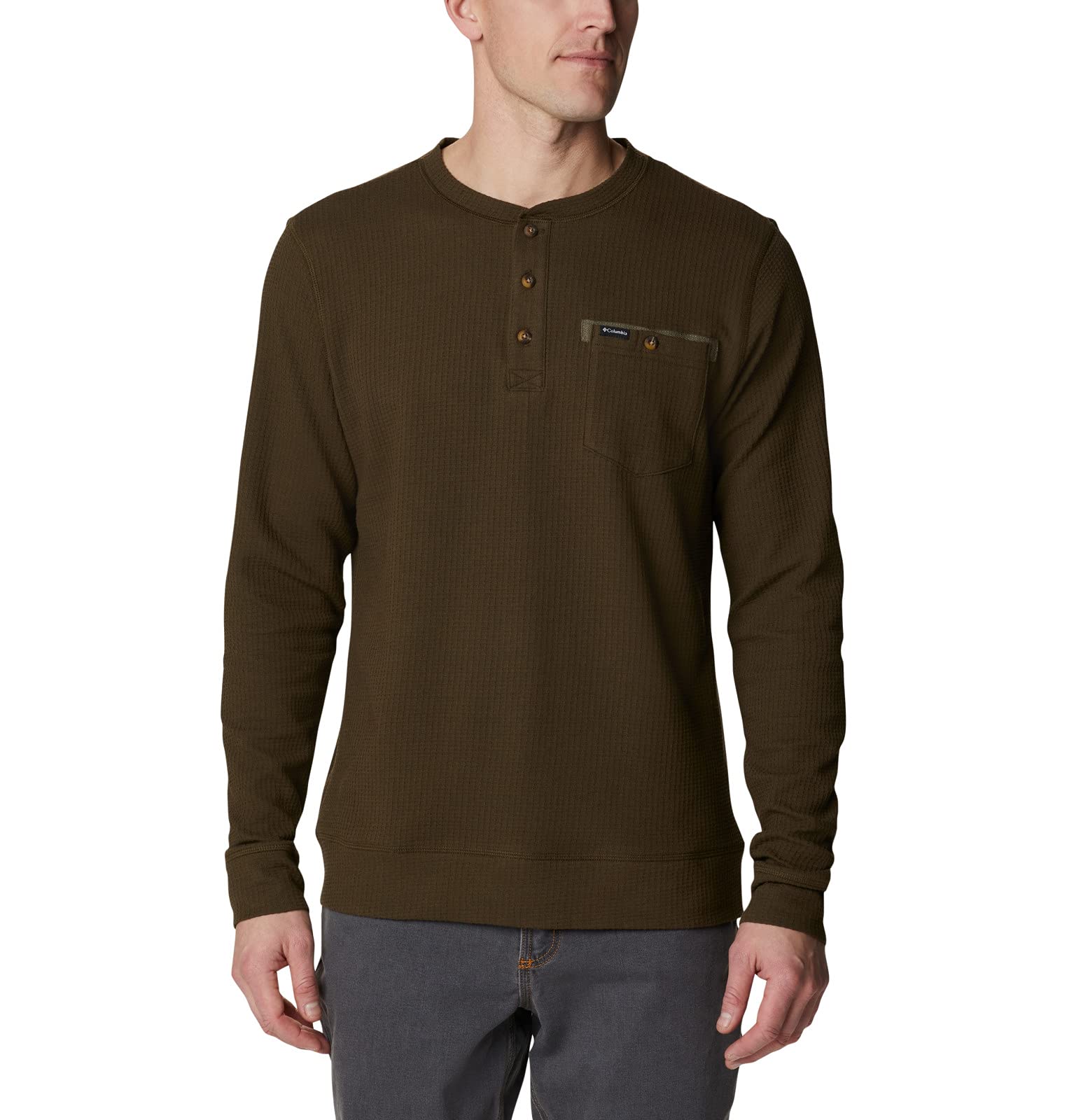 Columbia Men's Flare Gun II Waffle Henley Shirt - Comfortable Long Sleeve Thermal Top for Hiking, Camping & Outdoor Activities