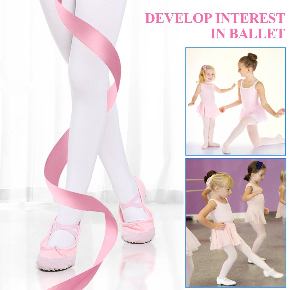 AIMILIA Ballet Tights for Girls - Toddler Dance Leggings with Feet - Soft Stretchy Ballet Pants for Kids - Perfect for Ballet Class, Recital & Dance Practice