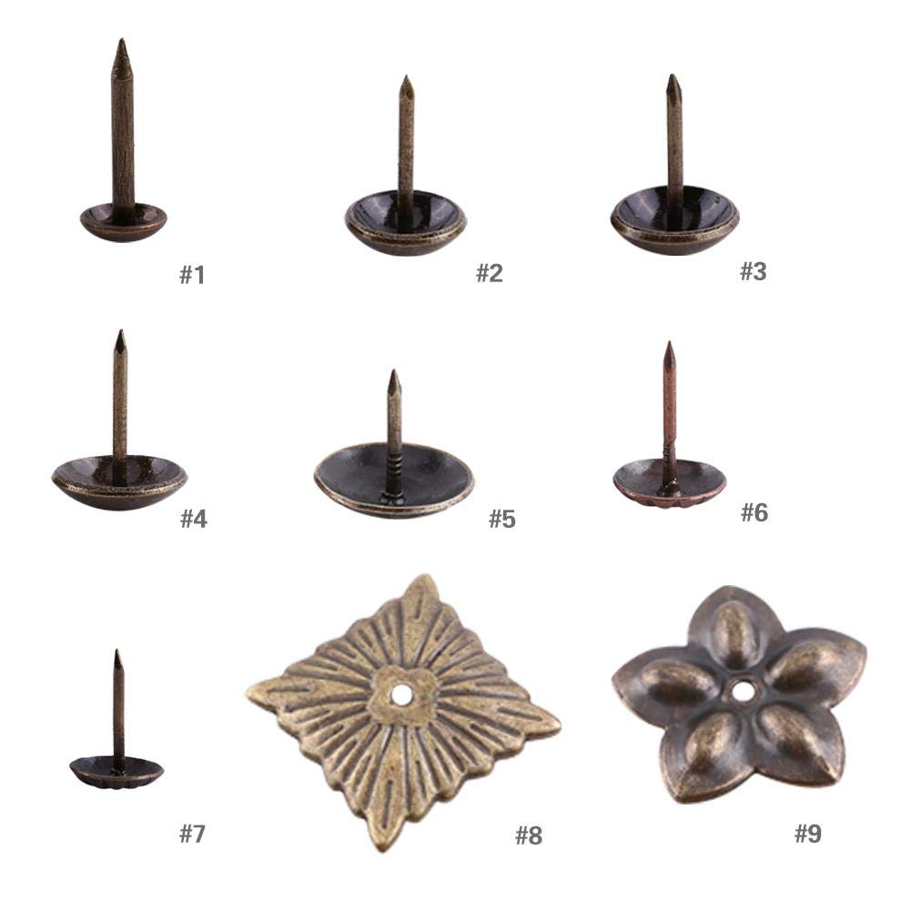 100pcs Antique Brass Upholstery Tacks - 23mm Furniture Nails for Sofa Repair, DIY Crafts & Home Decor | K245 Plum Nail | Perfect for Upholstery Projects, Woodworking & Decorative Accents