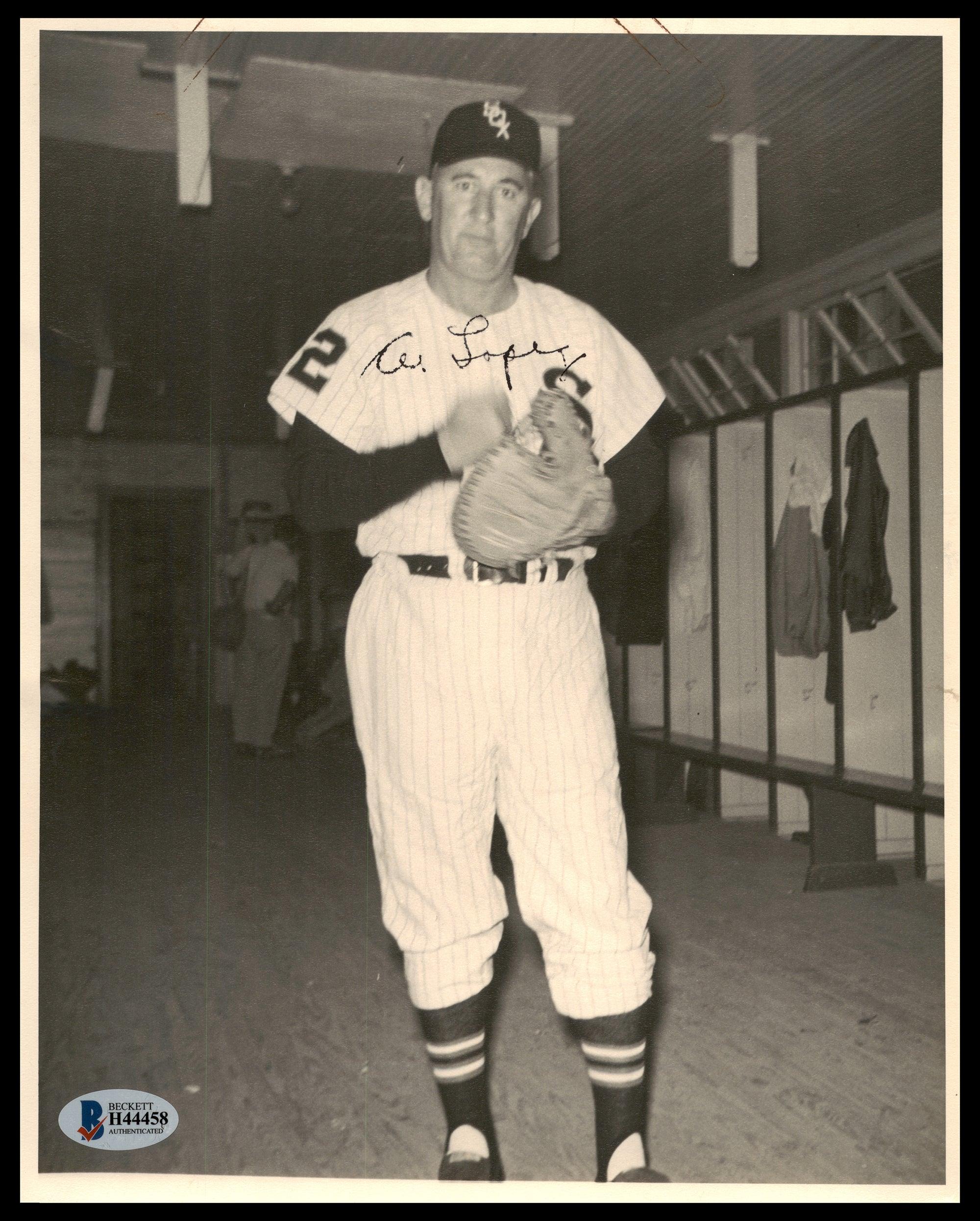 Al Lopez Autographed 8x10 Photo - Chicago White Sox Legend - Beckett BAS Certified #H44458 - Perfect for Baseball Memorabilia Collections & Sports Fan Gifts