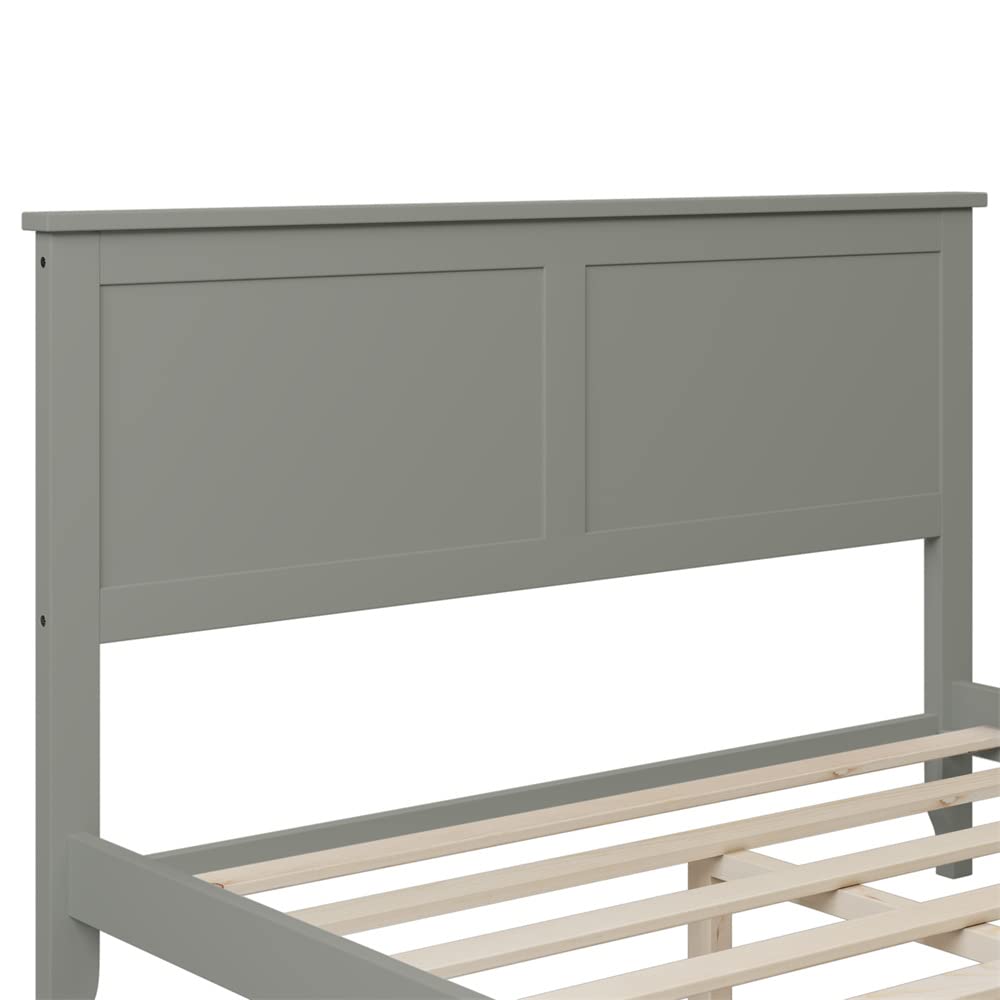 LLS King Size Platform Bed Frame - Solid Wood Bed with Headboard & Footboard, Sturdy Mattress Foundation with Wood Slats & Under-Bed Storage (No Box Spring Needed) - Modern Gray Bedroom Furniture for Master Bedroom, Guest Room & Small Spaces