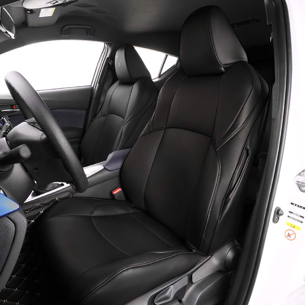Premium Waterproof Leather Car Seat Covers Full Set - Custom Fit for Toyota C-HR 2018-2023 Models | Universal Design for Men & Women | Black Interior Upgrade | Perfect for Daily Commutes, Road Trips & Family Protection