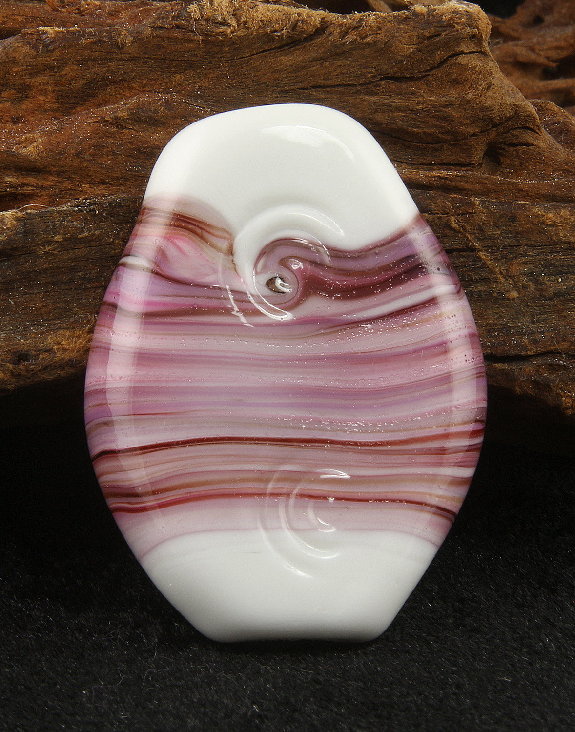 Handmade Pink Striations Lampwork Glass Focal Bead - SRA Certified - Perfect for Jewelry Making, Necklace Pendants & DIY Craft Projects