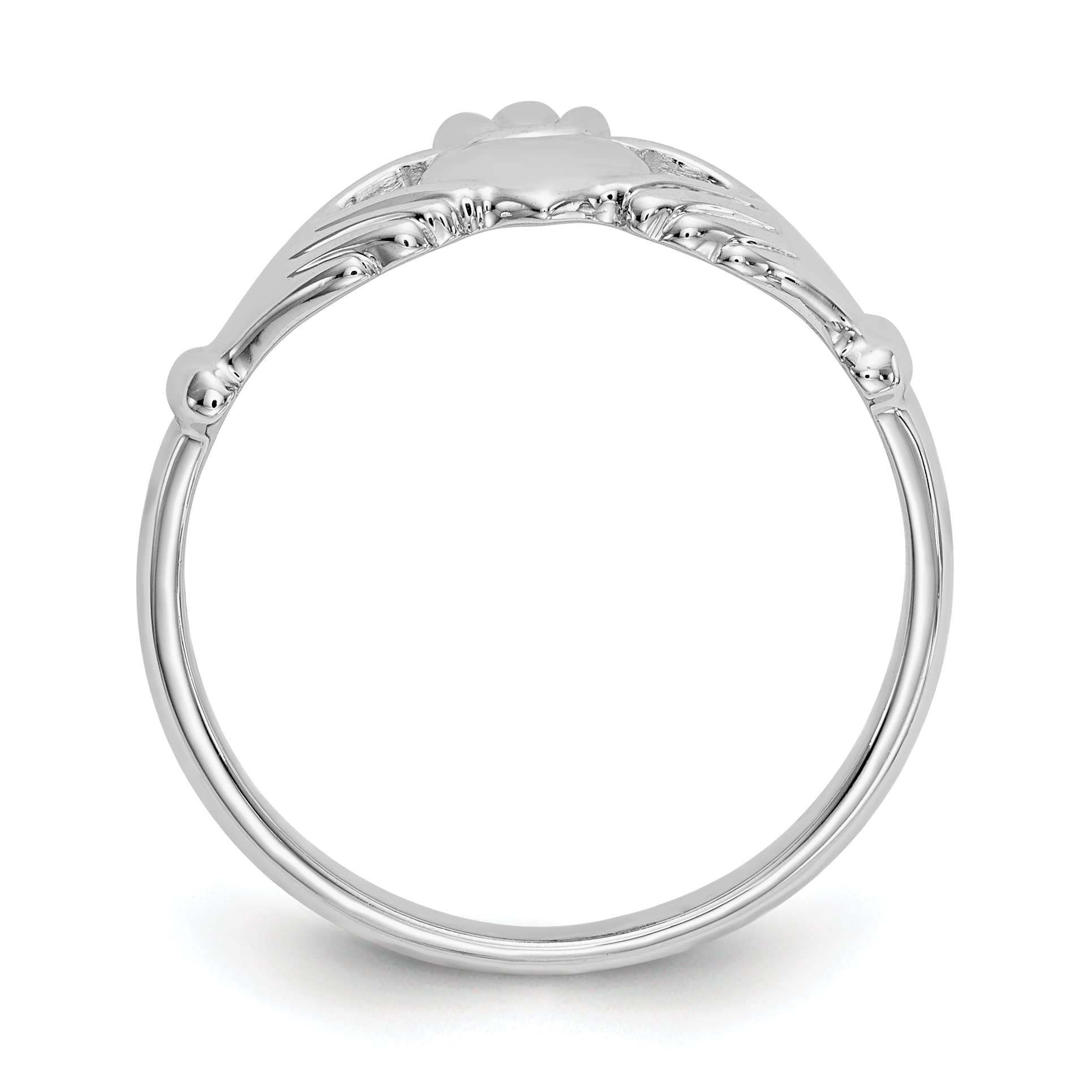 14K White Gold Polished Claddagh Ring for Women - Size 6.5, Irish Love Friendship Loyalty Wedding Band - Perfect for Engagement, Anniversary & Celtic Jewelry Gifts