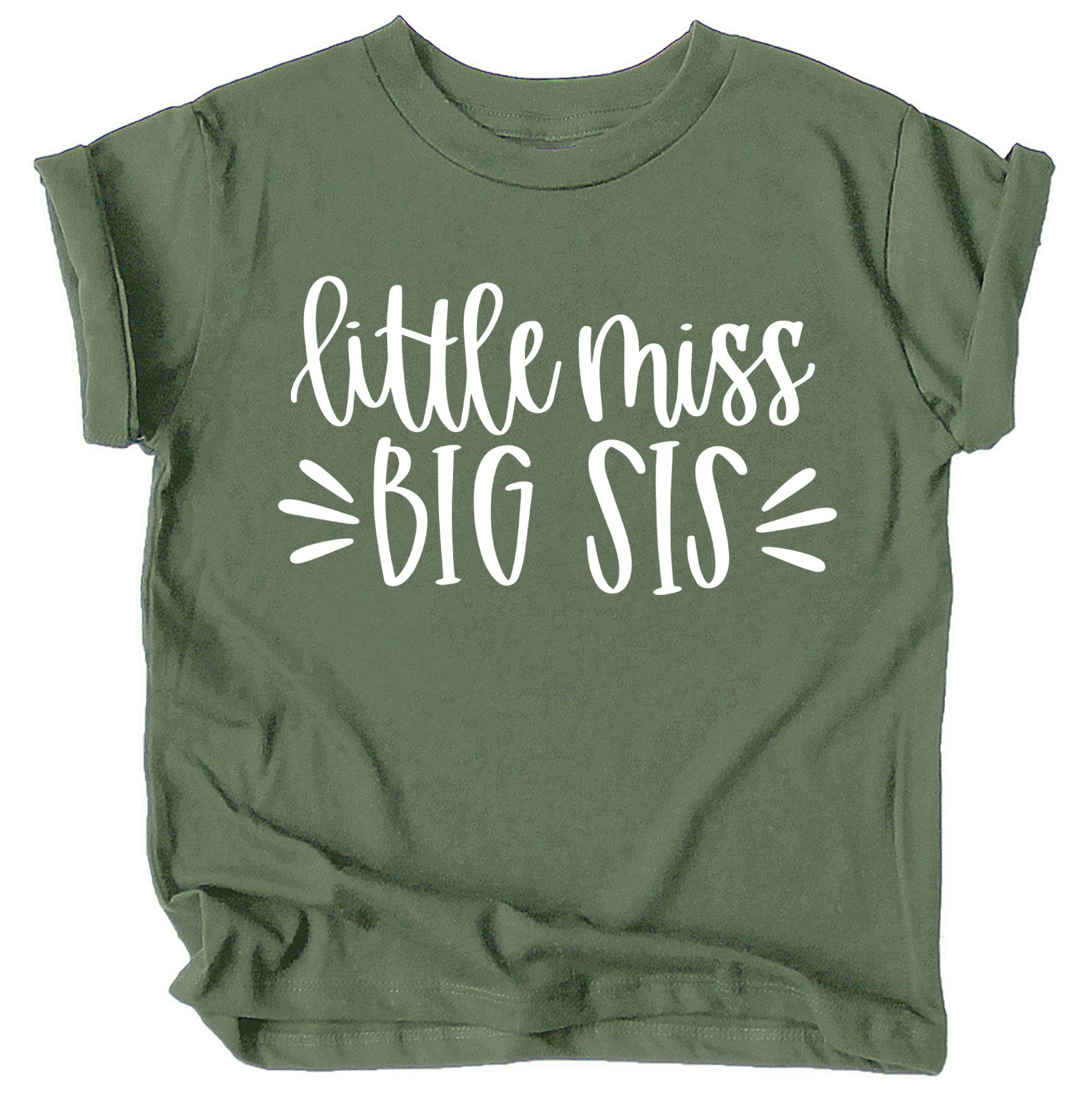 Pregnancy Reveal Big Sister Announcement T-Shirts - Little Miss Big Sis Cute Sibling Gift for Toddler Girls & Boys - Perfect for Gender Reveal Parties & New Baby Announcements