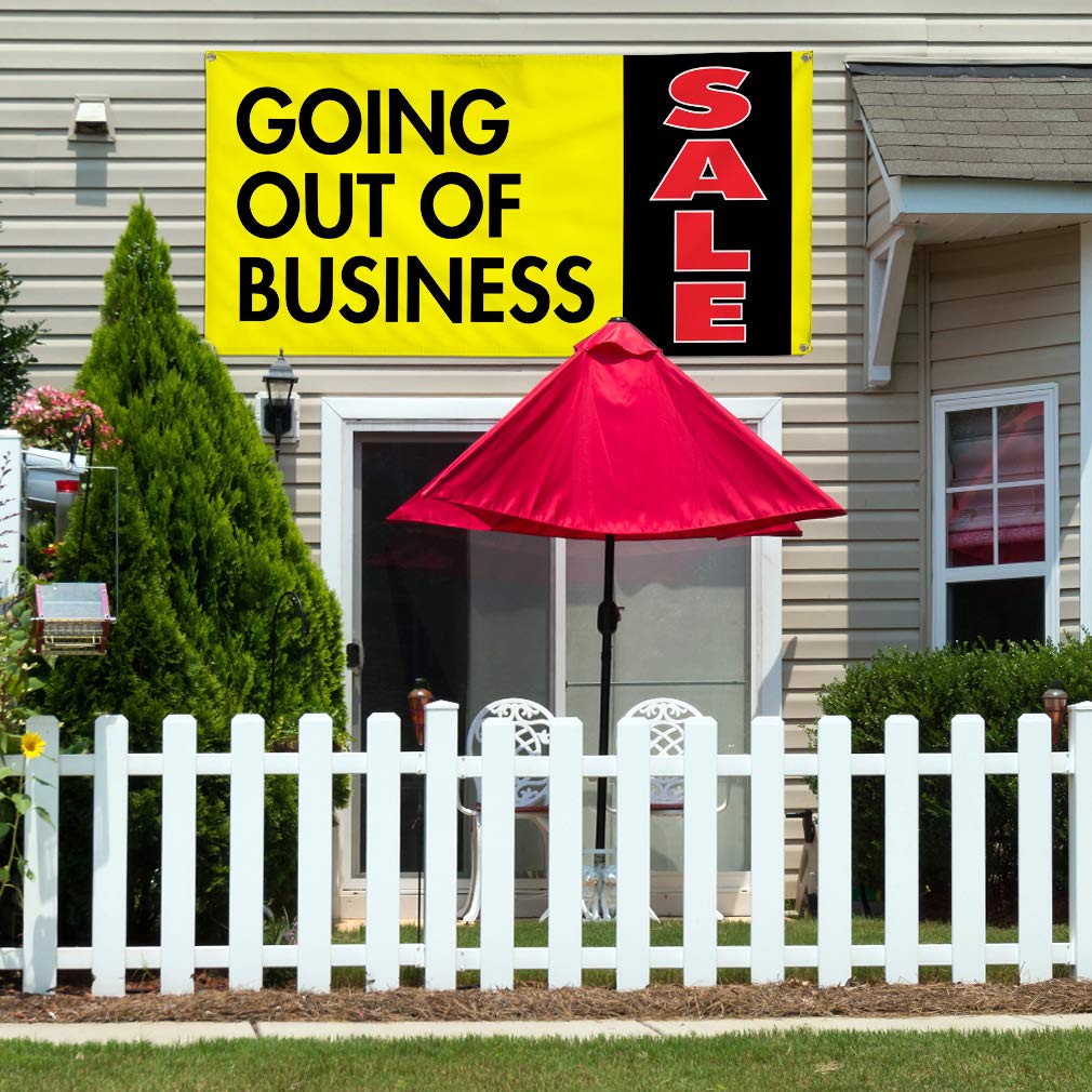 60x144 Inches Heavy Duty Vinyl Banner - Weatherproof, Industrial Strength with 10 Grommets (Yellow) | Perfect for Business Closures, Yard Sales & Outdoor Advertising | Multiple Sizes Available