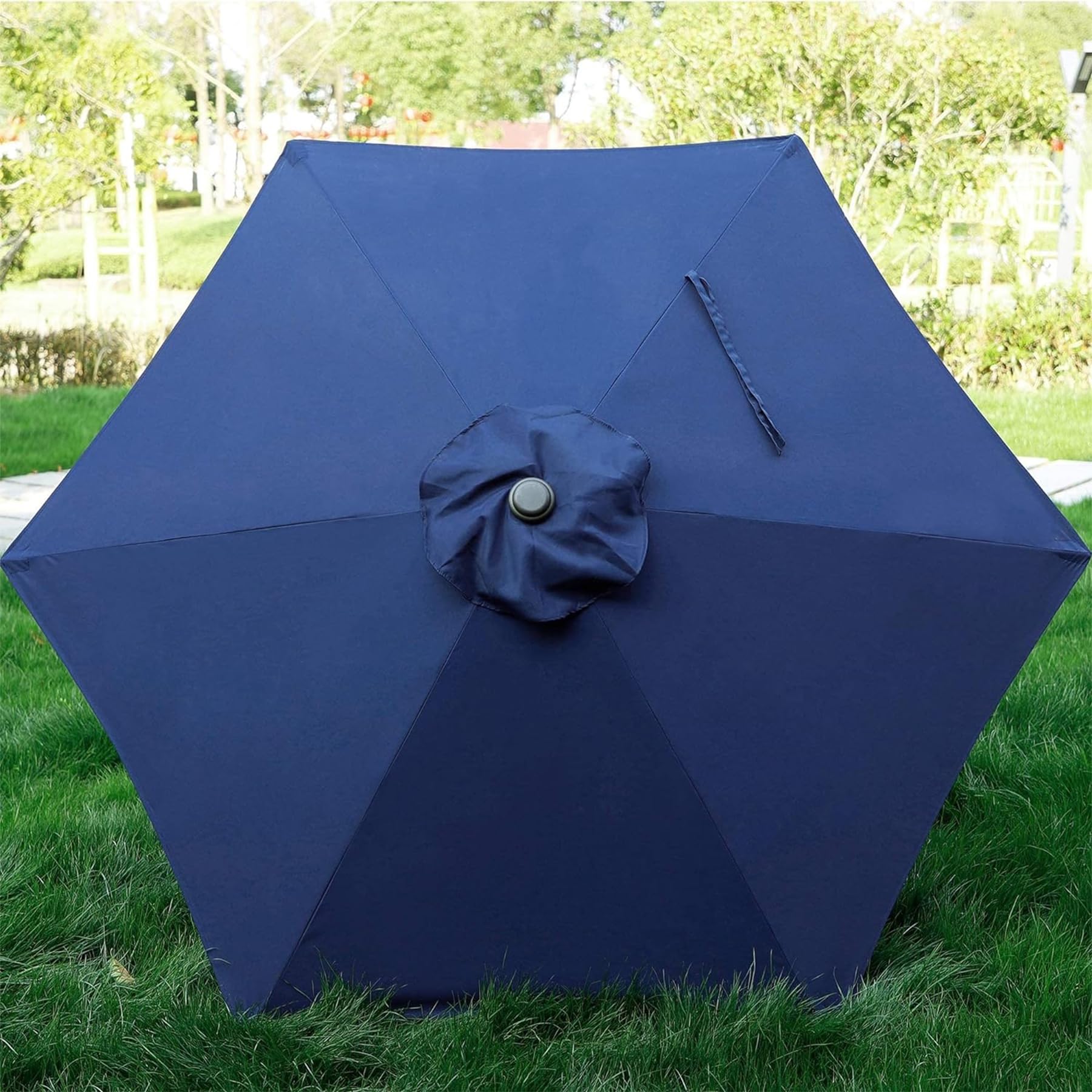 Blissun 7.5 ft Outdoor Patio Umbrella with Push Button Tilt & Easy Crank Mechanism - Navy Blue - Perfect for Backyard, Poolside, and Garden Shade