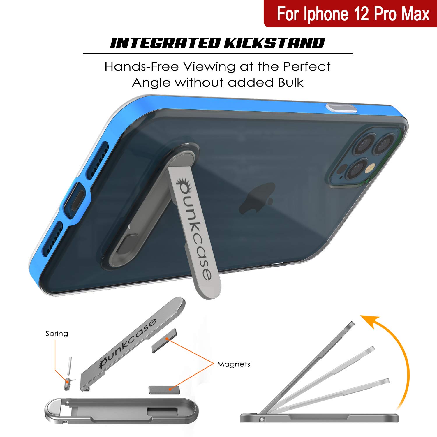 PunkCase for iPhone 12 Pro Max - Slim Fit Clear Protective Case with Kickstand & PUNKSHIELD Screen Protector | Lucid 3.0 Series | Shockproof Cover for 6.7