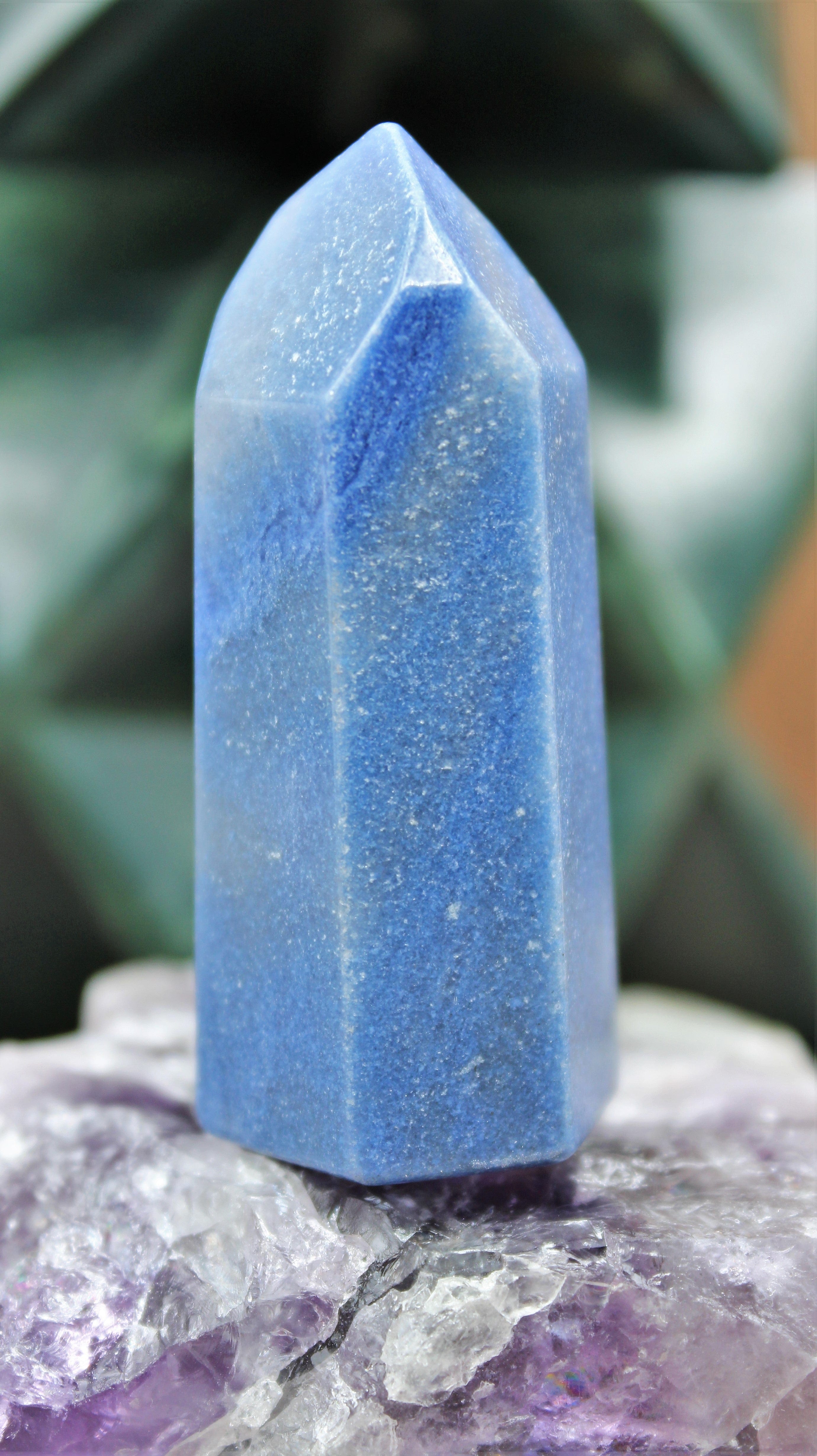Healing Blue Quartz Crystal Tower - Natural Stone for Meditation, Reiki & Home Decor - Perfect for Spiritual Healing, Energy Cleansing & Office Desk Decor