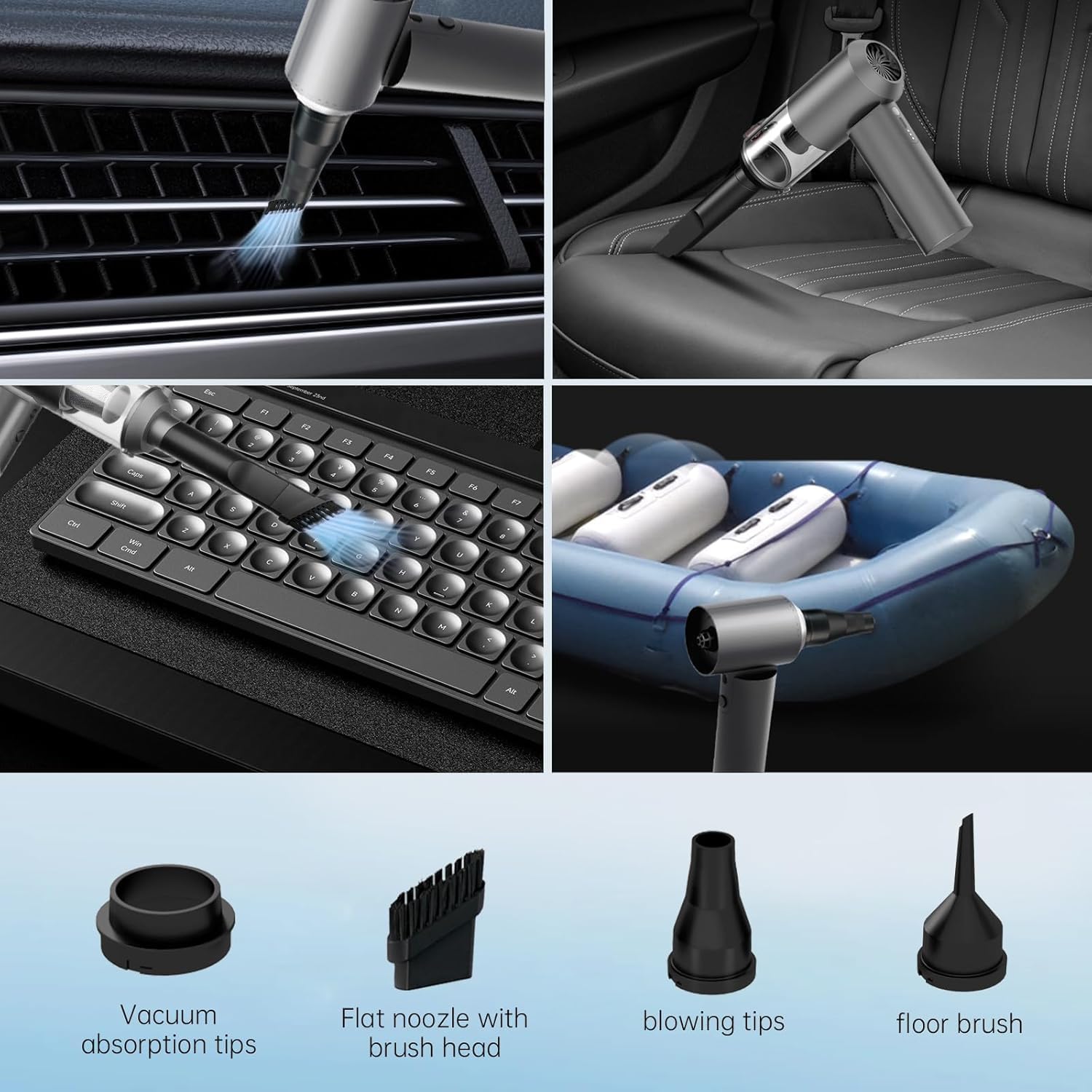 Cordless Car Vacuum 16000PA - 4-in-1 Handheld Cleaner for Car, Home & Office