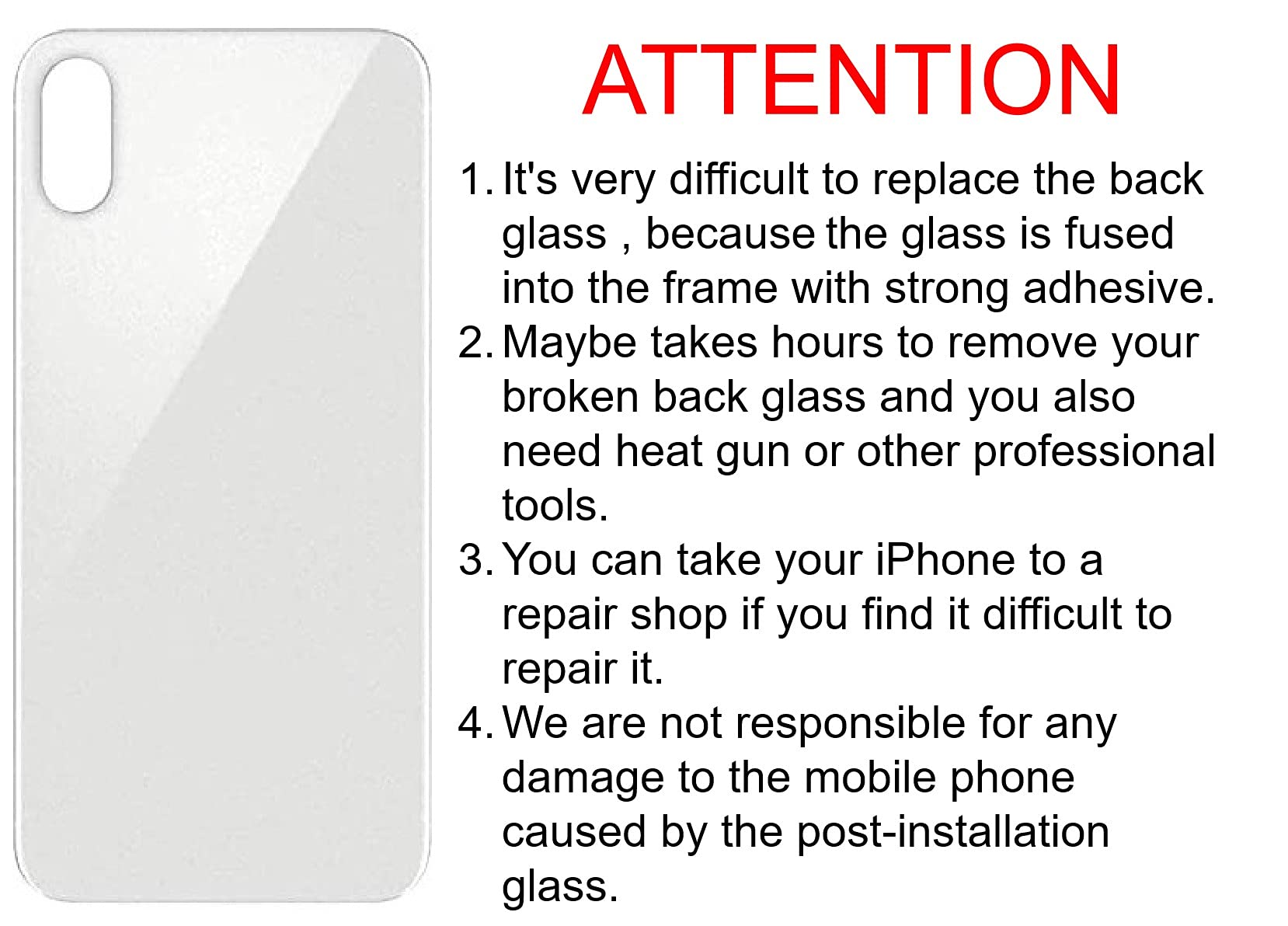 2-Pack iPhone Xs Max Back Glass Replacement (6.5 Inch) - Silver/White with Pre-Installed Adhesive & Repair Tools | DIY Phone Repair Kit for Cracked or Broken Back Cover Replacement