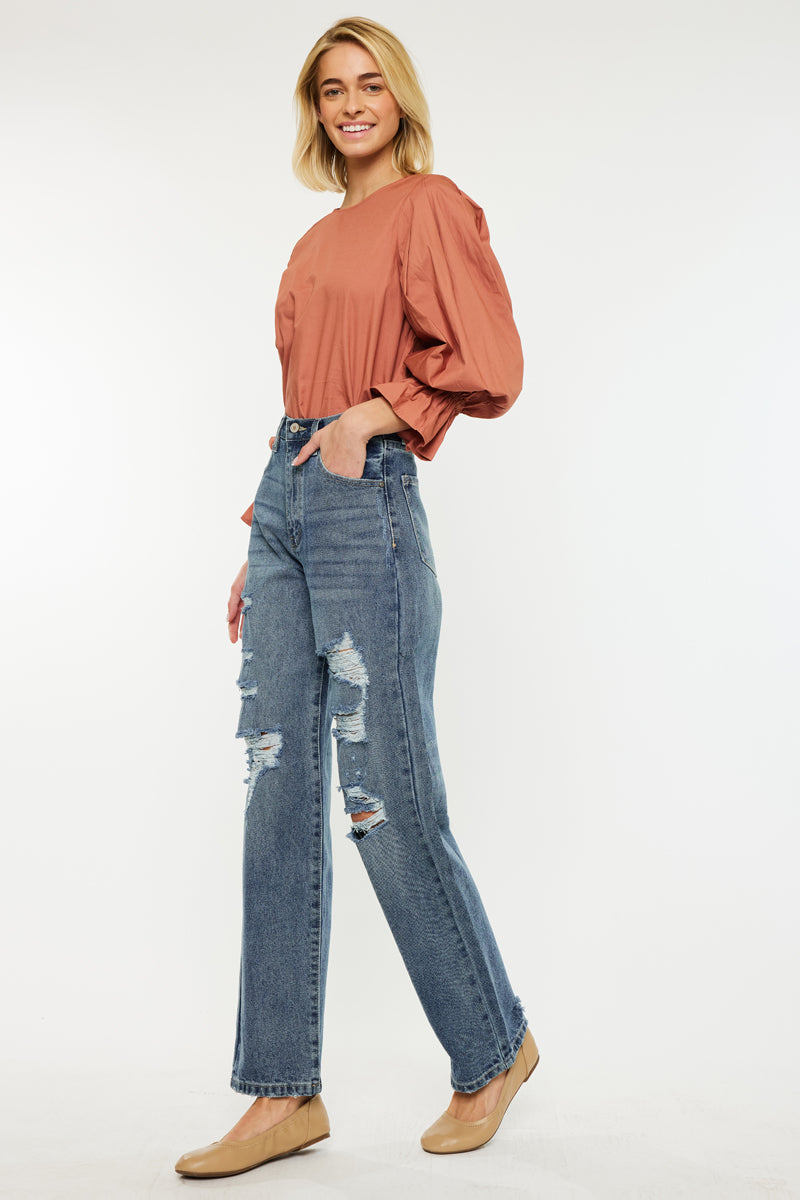 Stephanie Ultra High Rise 90's Boyfriend Jeans for Women - Vintage Distressed Denim Pants with Stretch - Perfect for Casual Outfits & Streetwear Fashion