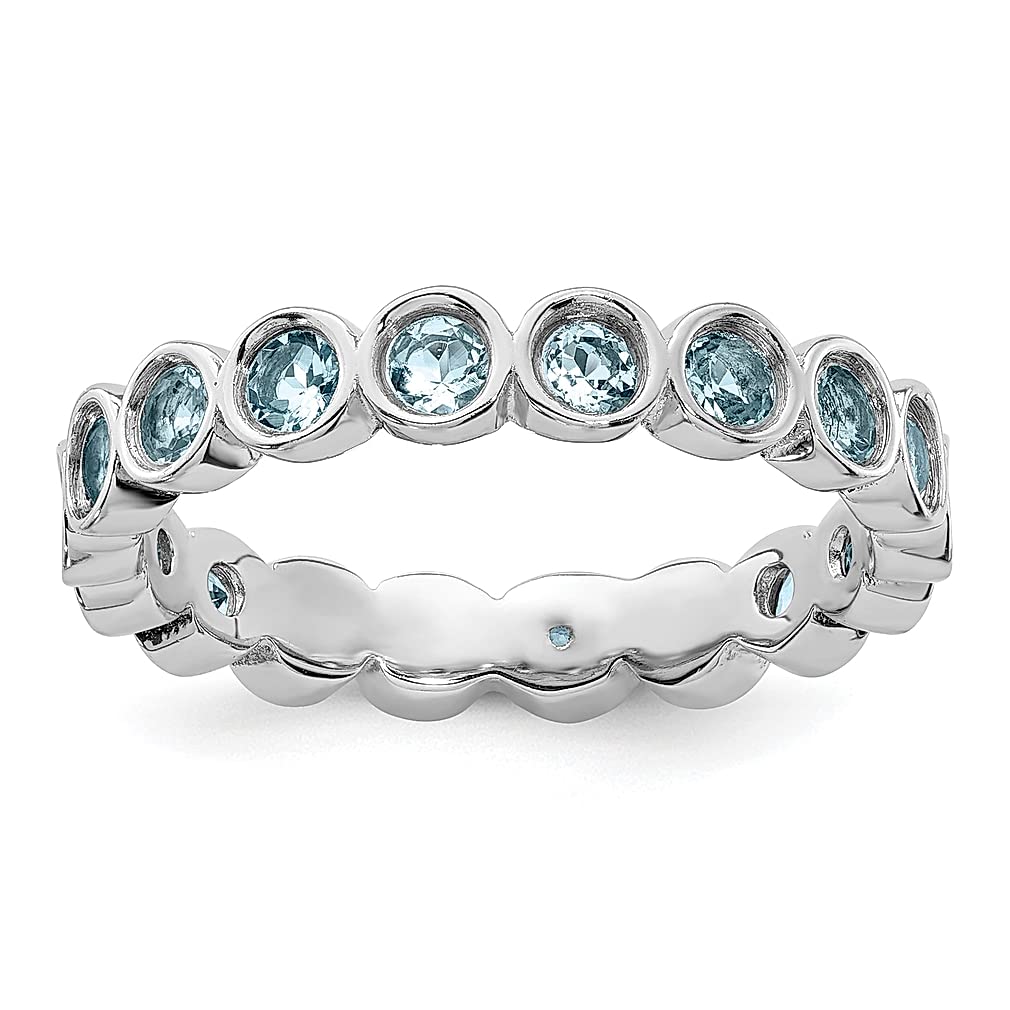 925 Sterling Silver Aquamarine Stackable Ring - March Birthstone Jewelry for Women | Dainty Gemstone Ring for Everyday Wear, Gift for Her, Anniversary, Birthday & Special Occasions