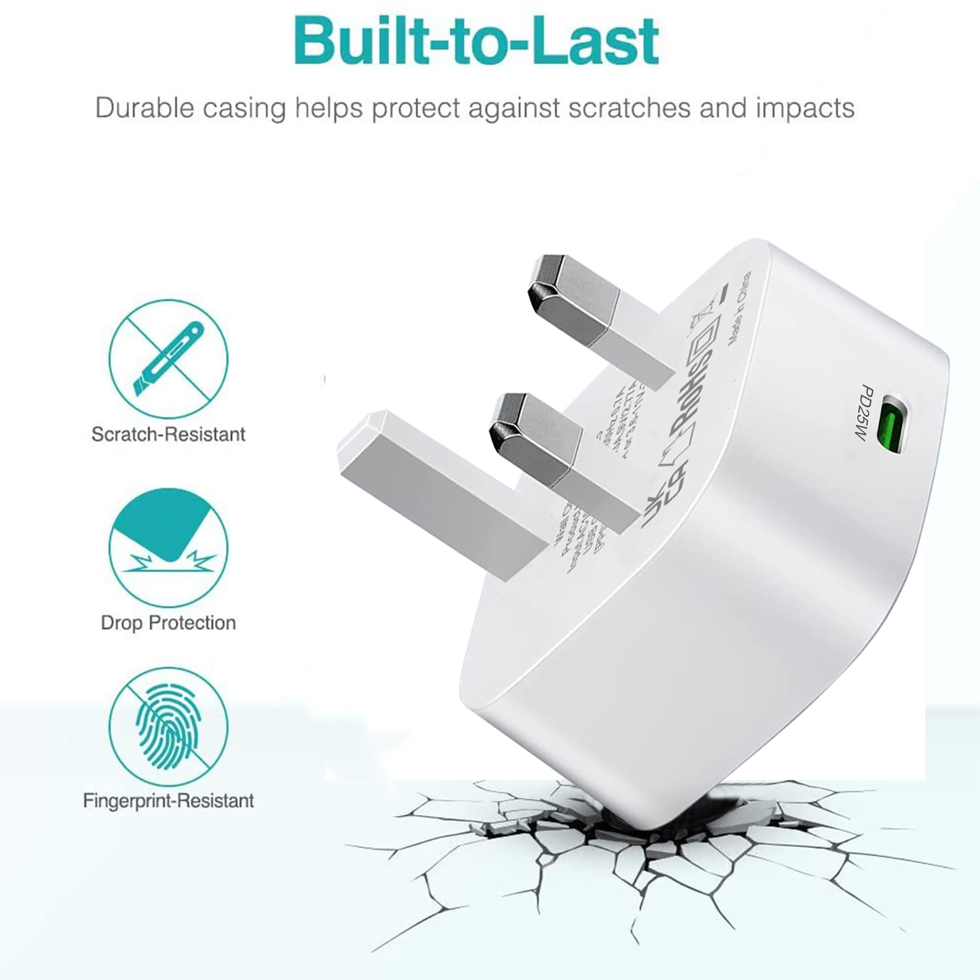 2-Pack 25W Super Fast USB C Charger & Cable for Samsung Galaxy S23/S24/S22/S21/S20/A54/A15/A25/A55 5G - UK Type C Wall Adapter - Perfect for Home, Office & Travel Charging