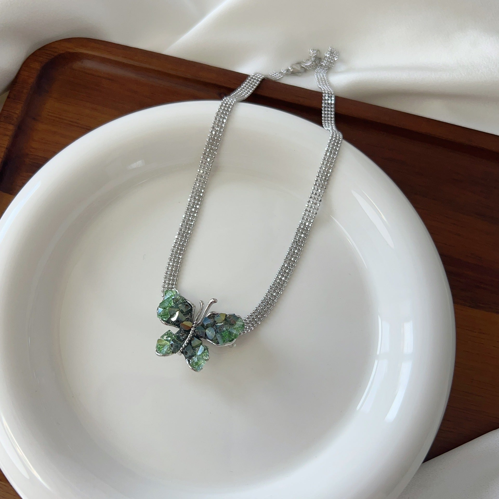 Elegant Crystal Butterfly Charm Tennis Choker Necklace for Women | Trendy Layered Necklace for Party, Date Night & Special Occasions | HN2714