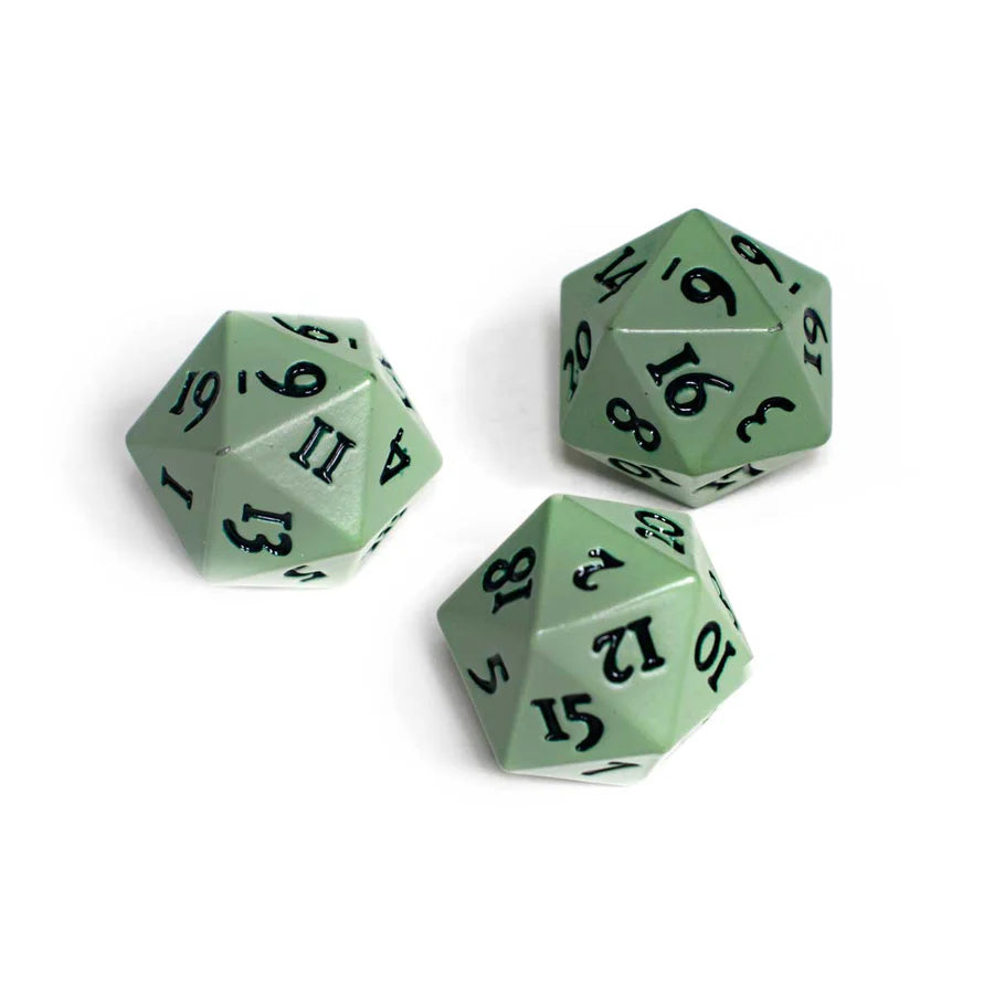 Premium 2d20 Dice Set - Vivid Cool Matcha Green Heavy Metal RPG Dice for Dungeons & Dragons, Pathfinder & Tabletop Gaming - Perfect for D&D Campaigns, Collectors & Role-Playing Games