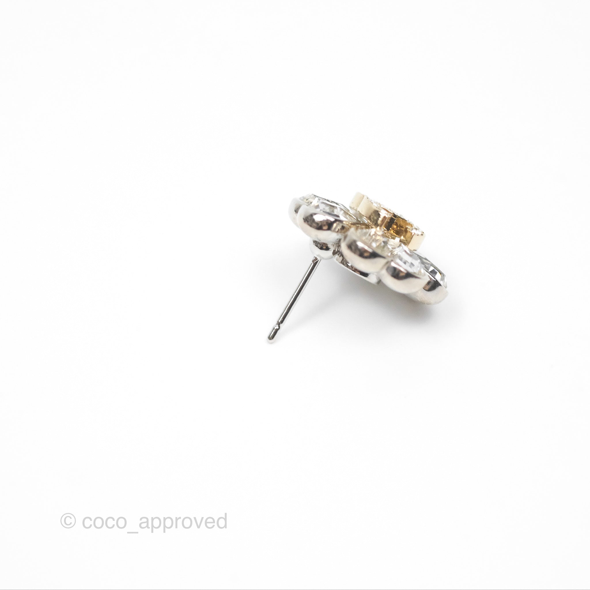 Chanel CC Crystal Lucky 4 Leaf Clovers Earrings in Silver Tone - 23S Collection | Elegant Jewelry for Women, Perfect for Parties, Weddings & Special Occasions