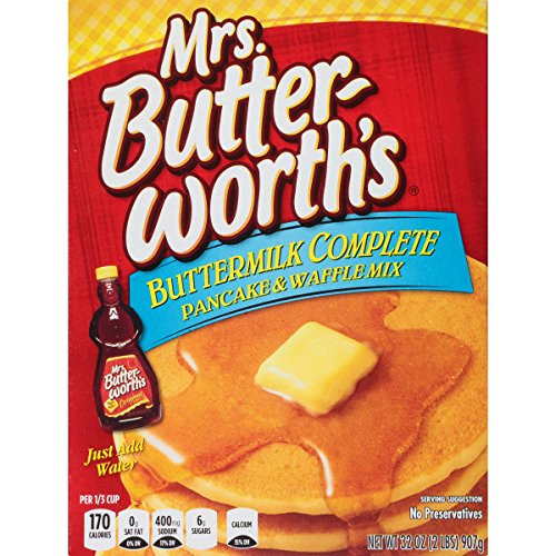 Mrs. Butterworth's Complete Buttermilk Pancake & Waffle Mix - 32oz (Pack of 12) | Easy Breakfast Solution for Family, Restaurants & Cafes | Ready in Minutes