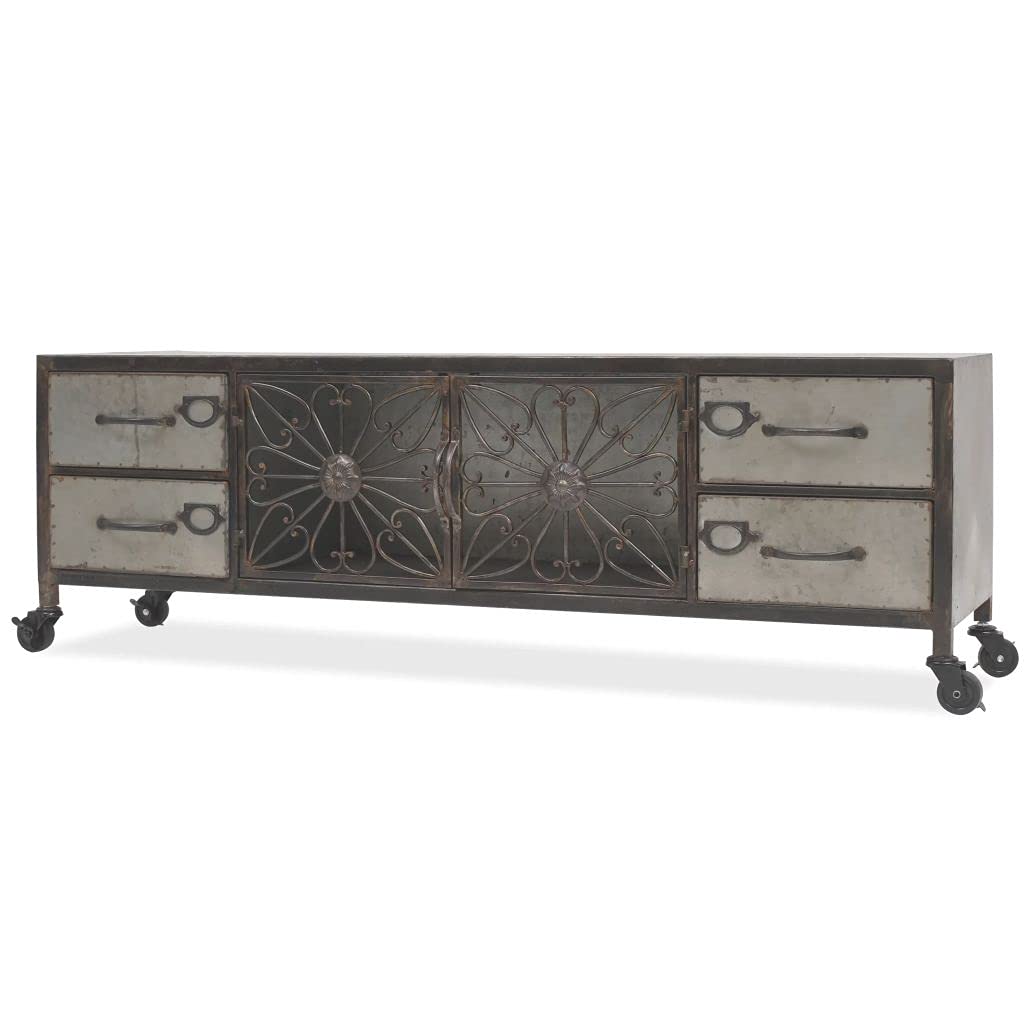 Modern Industrial TV Stand Media Console with 2 Shelves & 2 Cabinets - 47.2