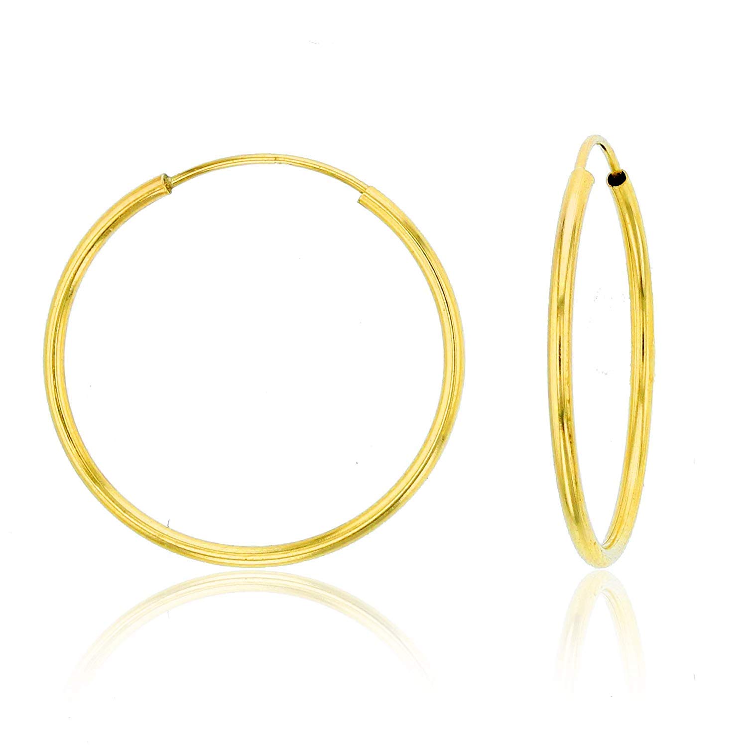 14K Solid Gold Cartilage Hoop Earrings - 1mm Tube Endless Flex Hoops in Yellow, White & Rose Gold | Hypoallergenic Huggie Hoops for Women (10mm-70mm) | Perfect for Everyday Wear, Gifts & Special Occasions