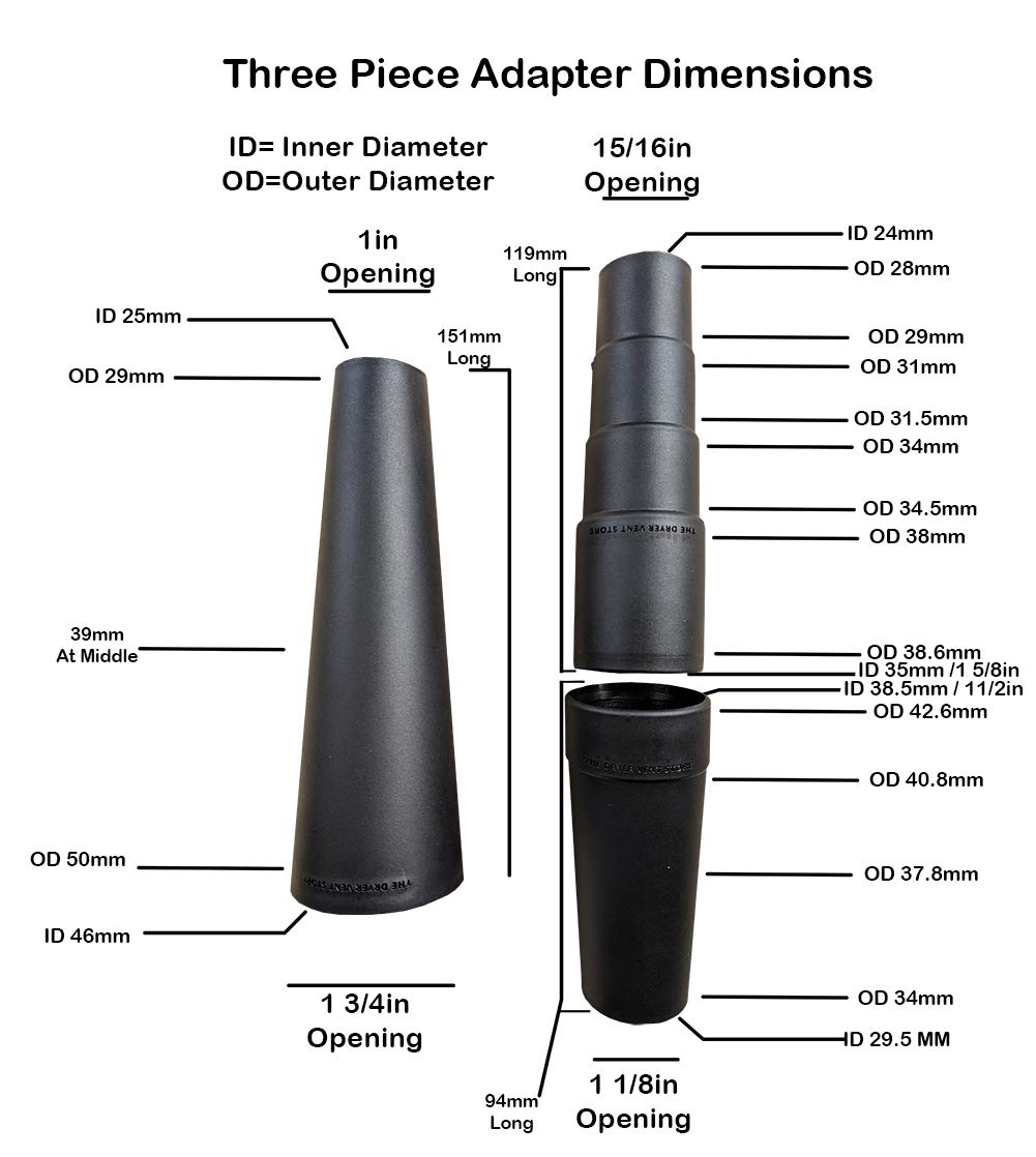 Vacuum Hose Adapter Kit - 4-Piece Reducer Attachment Set for 1-1/16