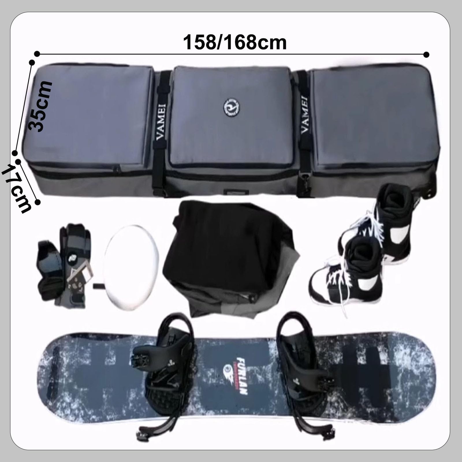 **Waterproof Double Rolling Ski Bag with Wheels - Heavy Duty Padded Snowboard Travel Bag for Airplane, Ski Trips & Winter Sports Gear Storage**    *(Perfect for Air Travel, Ski Resorts, Snowboarding Trips & Organized Gear Storage at Home)*