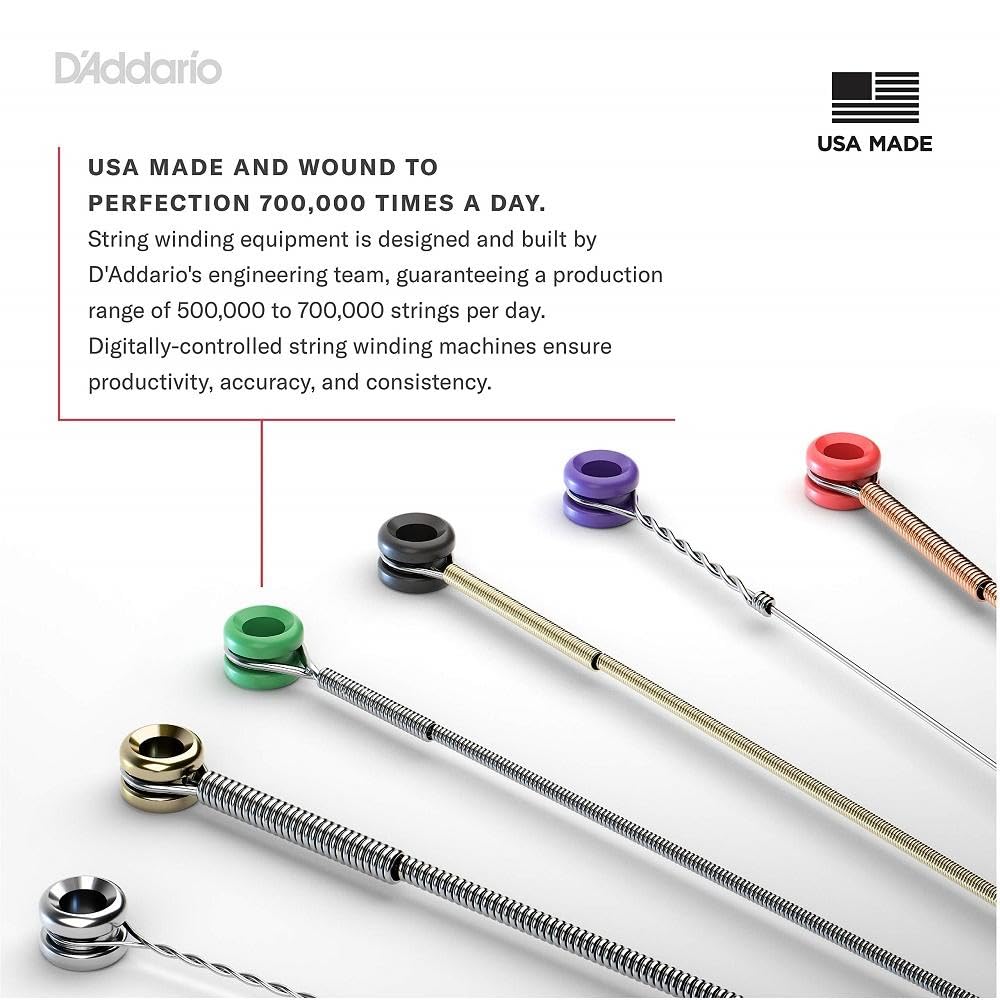 D'Addario ETB92 Tapewound Black Nylon Bass Guitar Strings - Long Scale, Medium Gauge 50-105, 4-String Set (Pack of 1) - Perfect for Jazz, Blues & Studio Recording Sessions