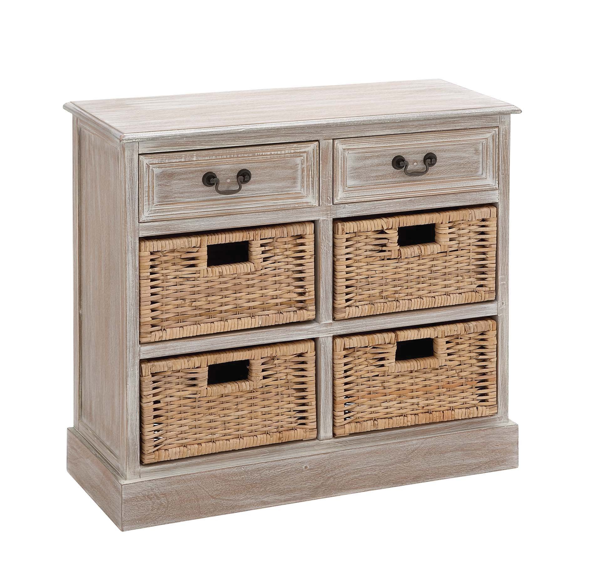 Deco 79 Wooden Storage Organizer with 4 Baskets and 2 Drawers - 30