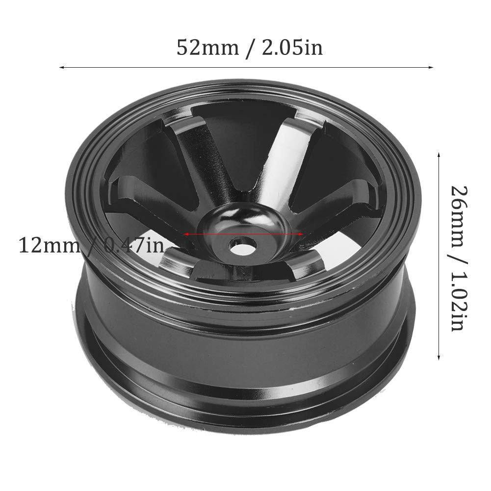 1/10 RC Car Wheel Rim - Black Five Spoke Durable Alloy Rims for RC Drift Cars | Easy Installation | Perfect for Off-Road Racing & Drifting Performance