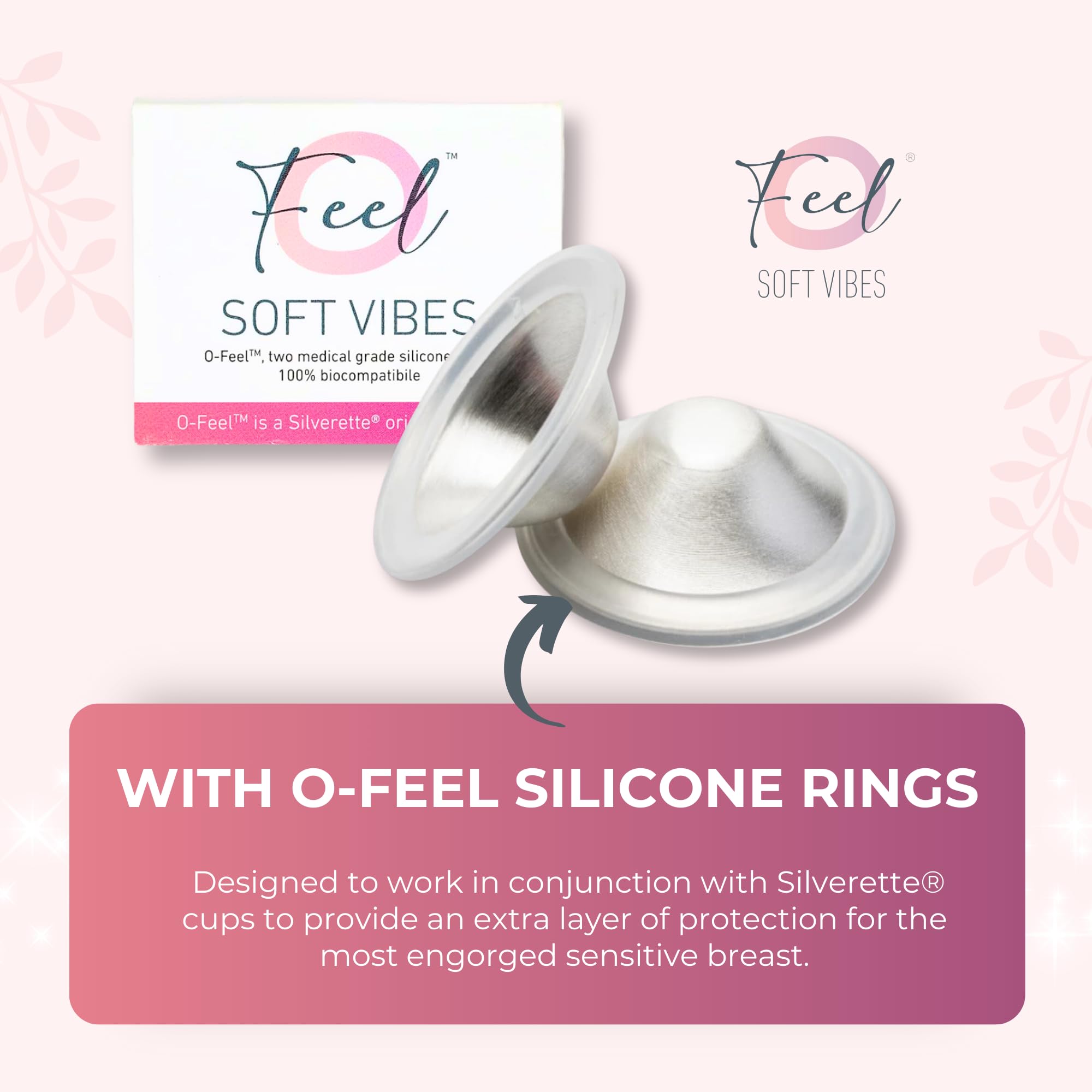 Original SILVERETTE Silver Nursing Cups for Breastfeeding - Soothe & Protect Sore Nipples - Made in Italy (XL + O-Ring) - Perfect for Postpartum Care & Nursing Comfort