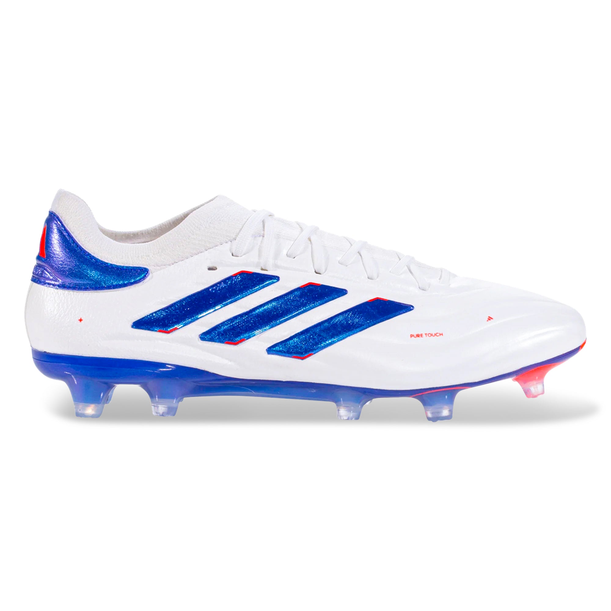Adidas Copa Pure 2 Elite FG Soccer Cleats - White/Lucid Blue/Solar Red - Firm Ground Football Boots for Men - Perfect for Professional Matches and Training Sessions