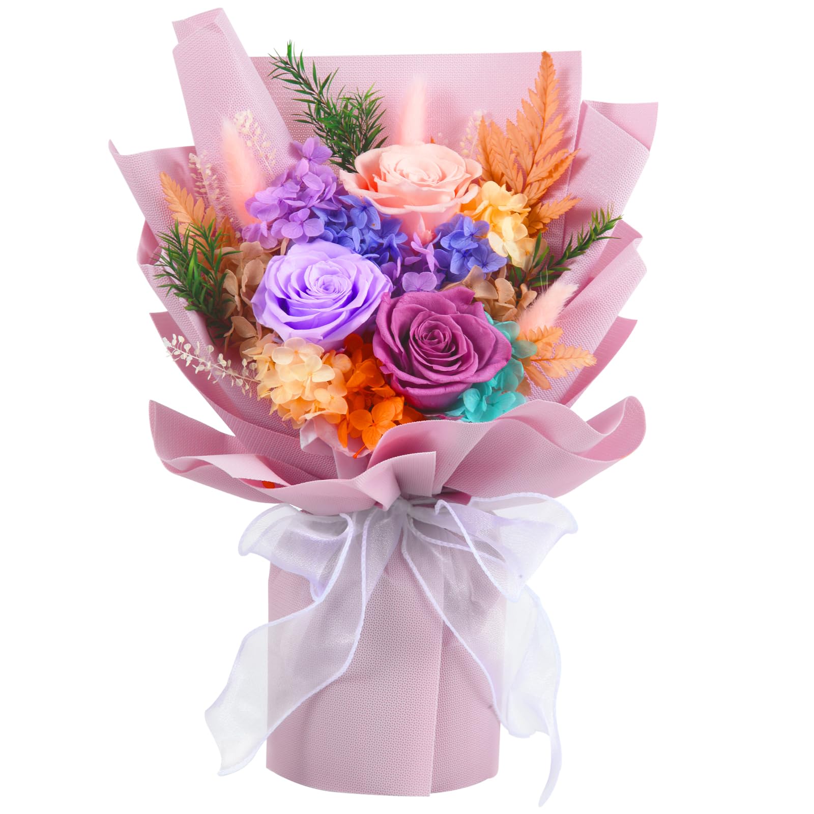 Forever Roses Bouquet - 3 Year Lasting Fresh Flowers for Birthday, Anniversary, Mother's Day, Sympathy & Special Occasions - Perfect Gift for Women, Mom, Grandma, Wife & Friends - Ideal for Home Decor, Wedding Centerpieces & Office Desk