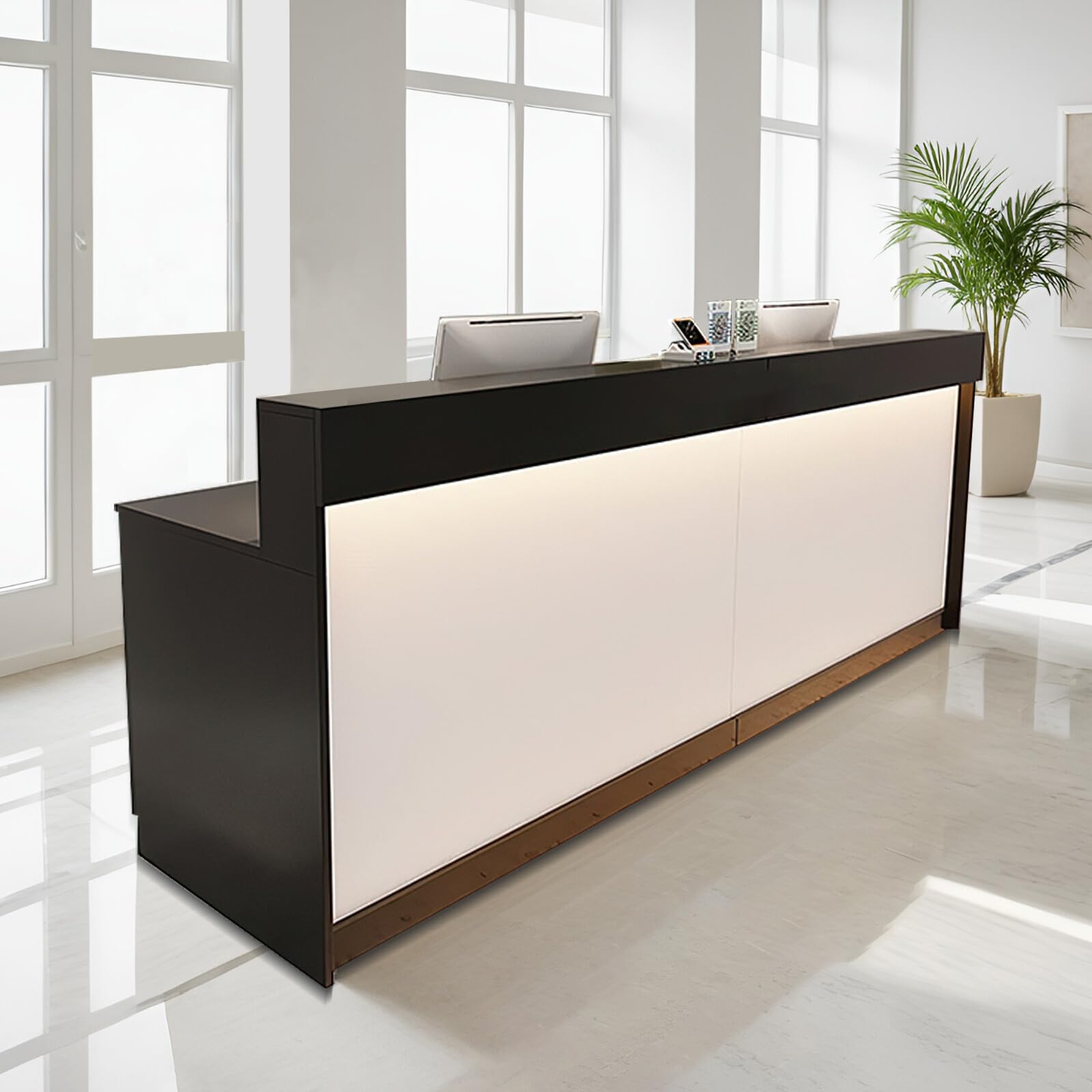 Modern Office Reception Desk with Drawers & Keyboard Tray - 70.87