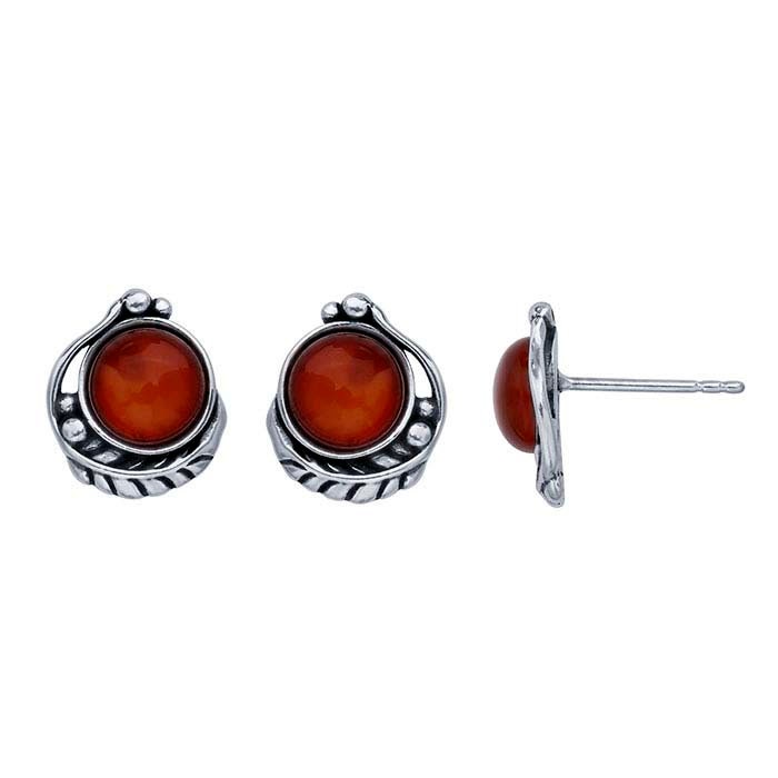 8mm Sterling Silver Feather Edge Round Cabochon Post Earrings - Blank Stud Earring Settings for DIY Jewelry Making - Perfect for Gemstones, Pearls & Handmade Jewelry Designs