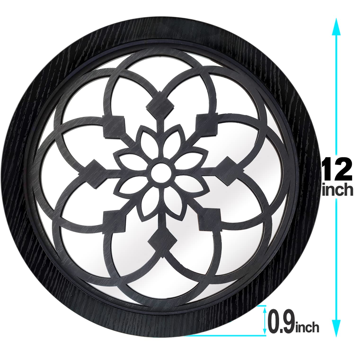 12 Inch Round Wall Mirror Set of 2 - Rustic Farmhouse Black Entry Mirror for Bathroom, Bedroom & Living Room Decor - Perfect for Home Renovation, Interior Design and Wall Accents