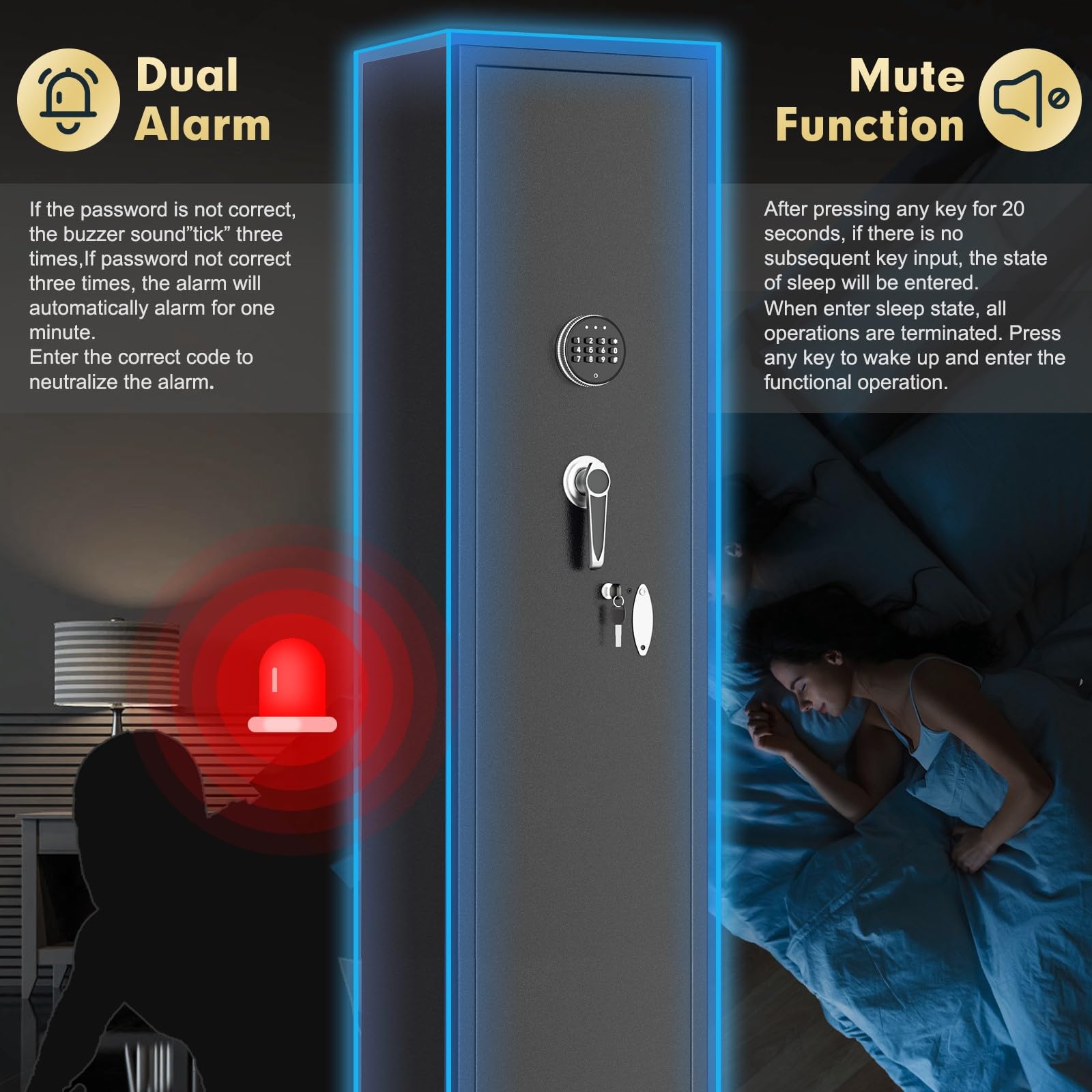 INTERGREAT 4-6 Rifle Gun Safe - Heavy Duty Metal Gun Cabinet for Pistols, Shotguns & Firearms with 3 Adjustable Shelves & Handgun Pockets - Secure Home & Office Gun Storage for Safety & Protection