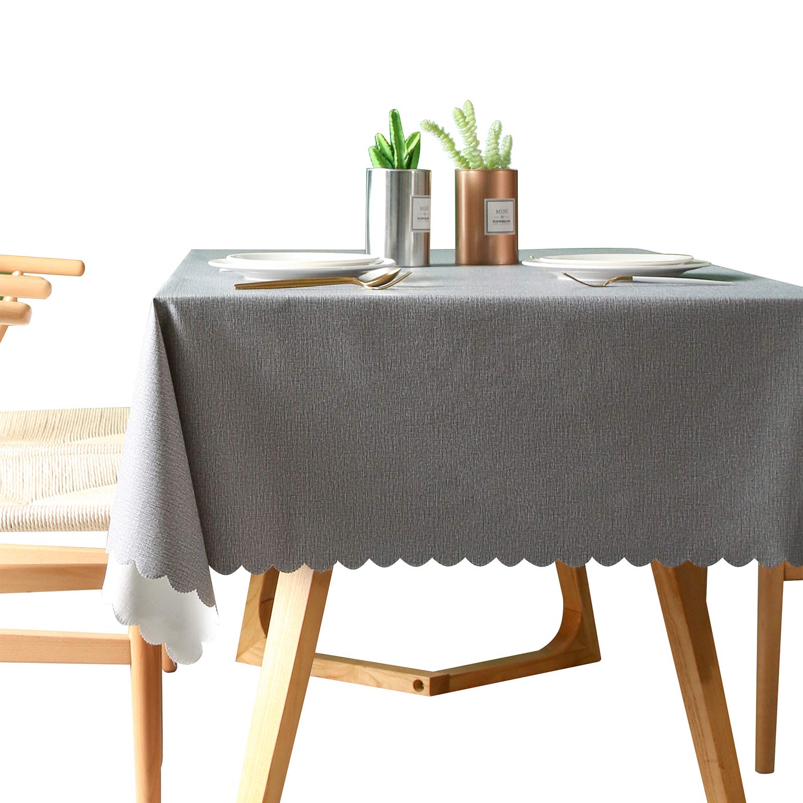 Waterproof Vinyl Tablecloth 90x90cm Grey for Outdoor Dining & Picnics