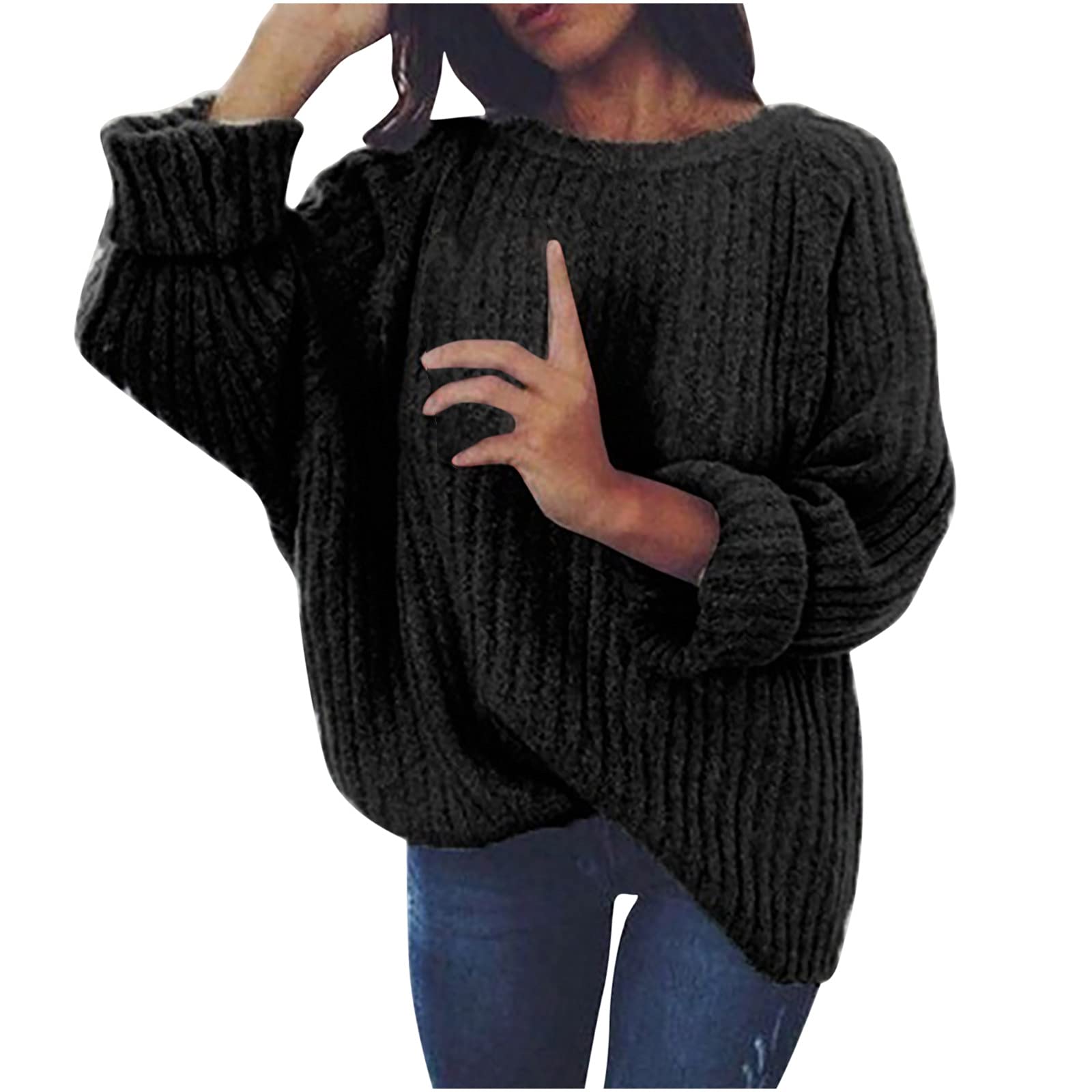 Women's Casual Long Sleeve Crewneck Sweatshirt - Soft Plain Knit Pullover Top for Everyday Wear | Perfect for Work, Lounge & Outdoor Activities
