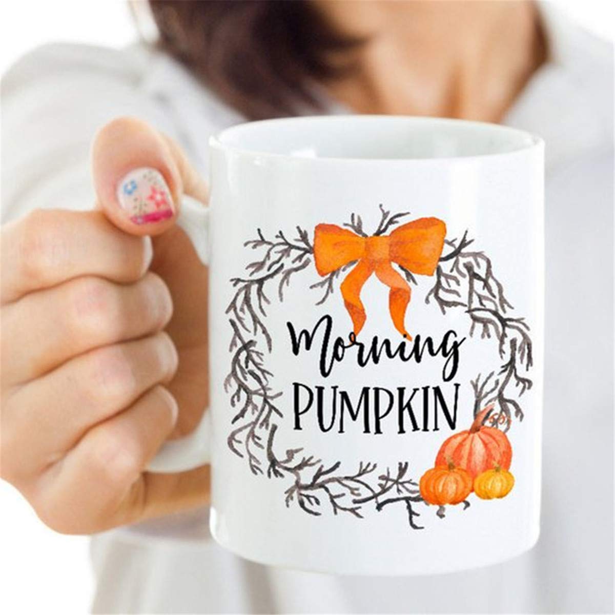 Cute Ceramic Pumpkin Coffee Mug - Good Morning Pumpkin Themed Cup for Coffee, Tea & Hot Drinks - Perfect for Fall, Halloween & Cozy Home Decor